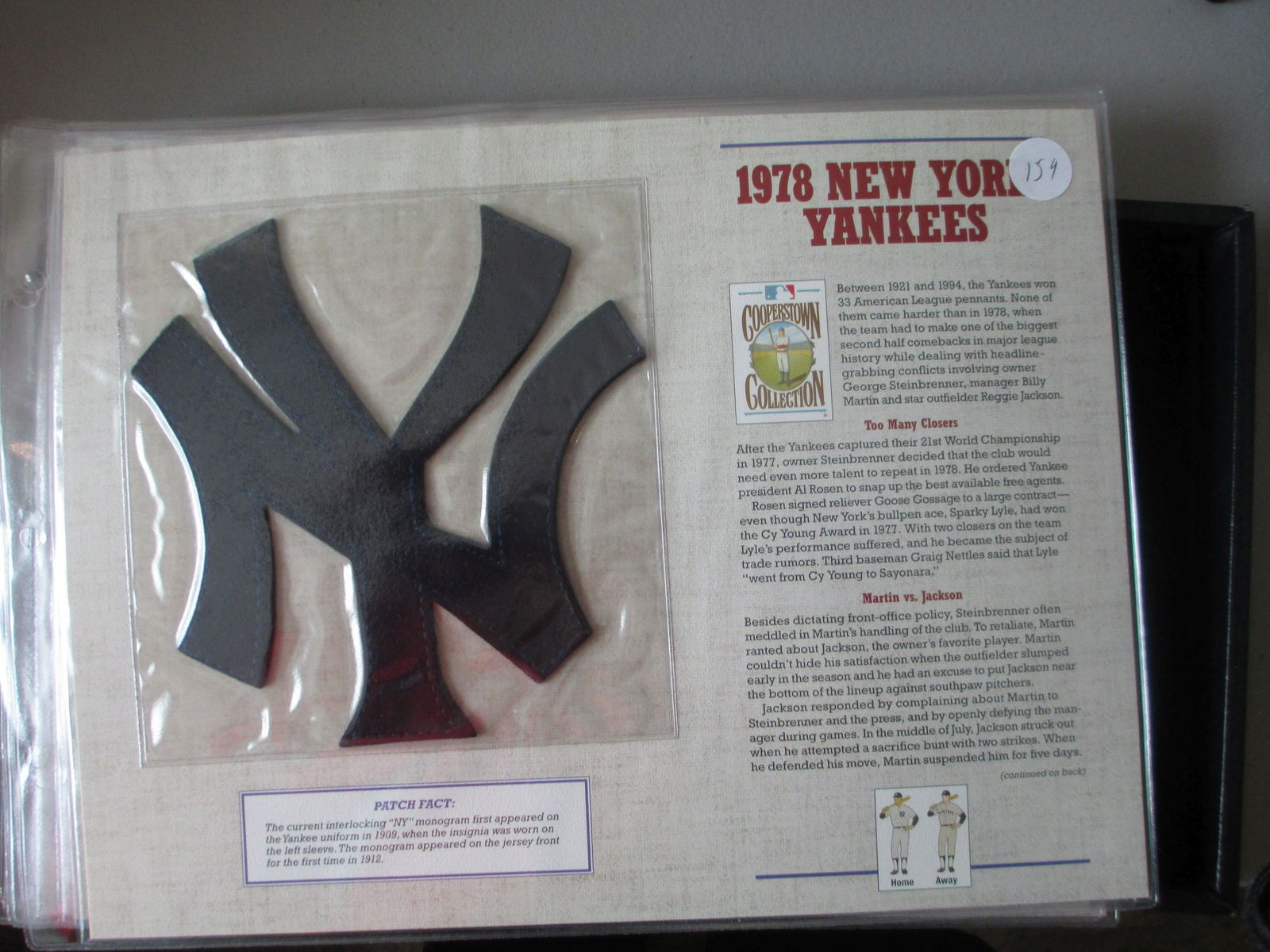 rare patch on card 1978 new york yankees (1 of 1)