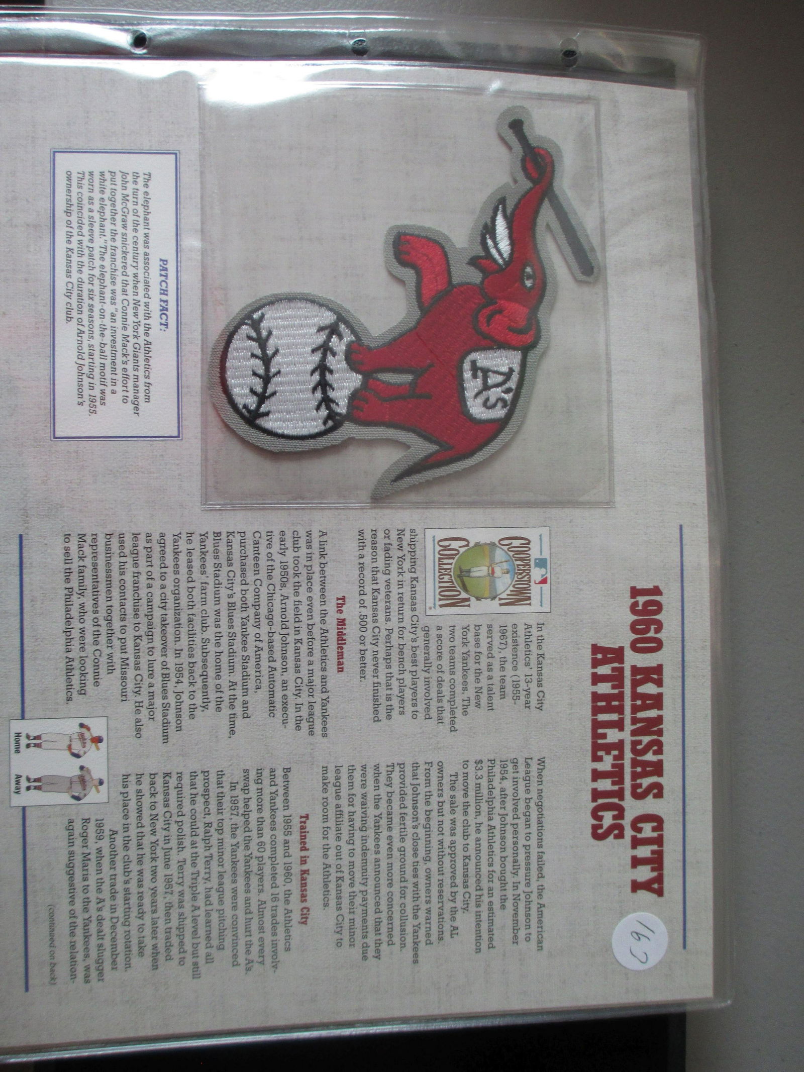 rare patch on card 1960 kasas city athletics (1 of 1)