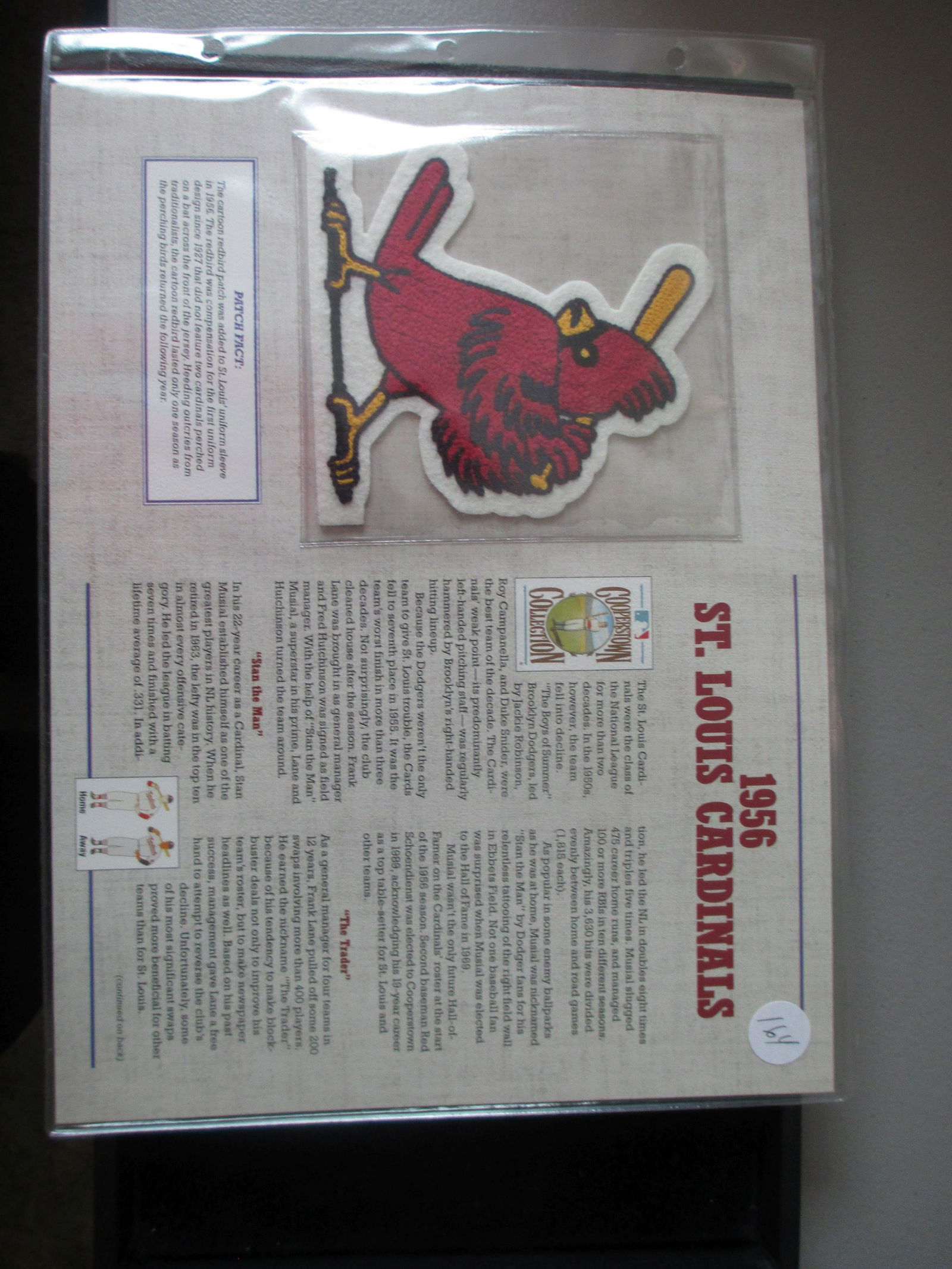 rare patch on card 1956 st louis cardinals (1 of 1)