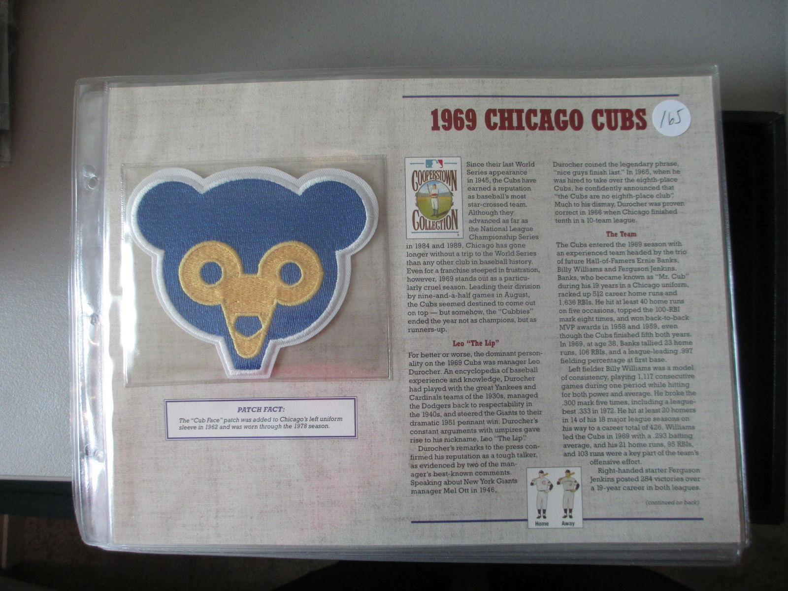 rare patch on card 1969 chicago cubs (1 of 1)