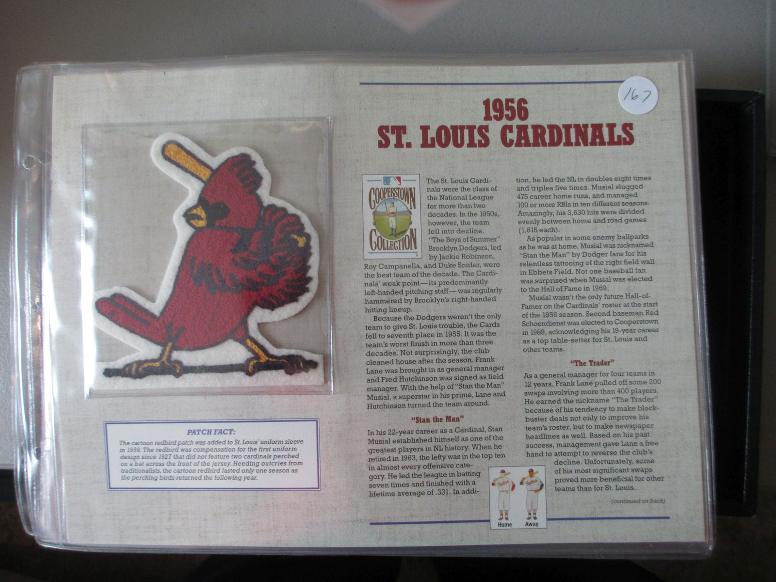 rare patch on card 1956 st louis cardinals (1 of 1)