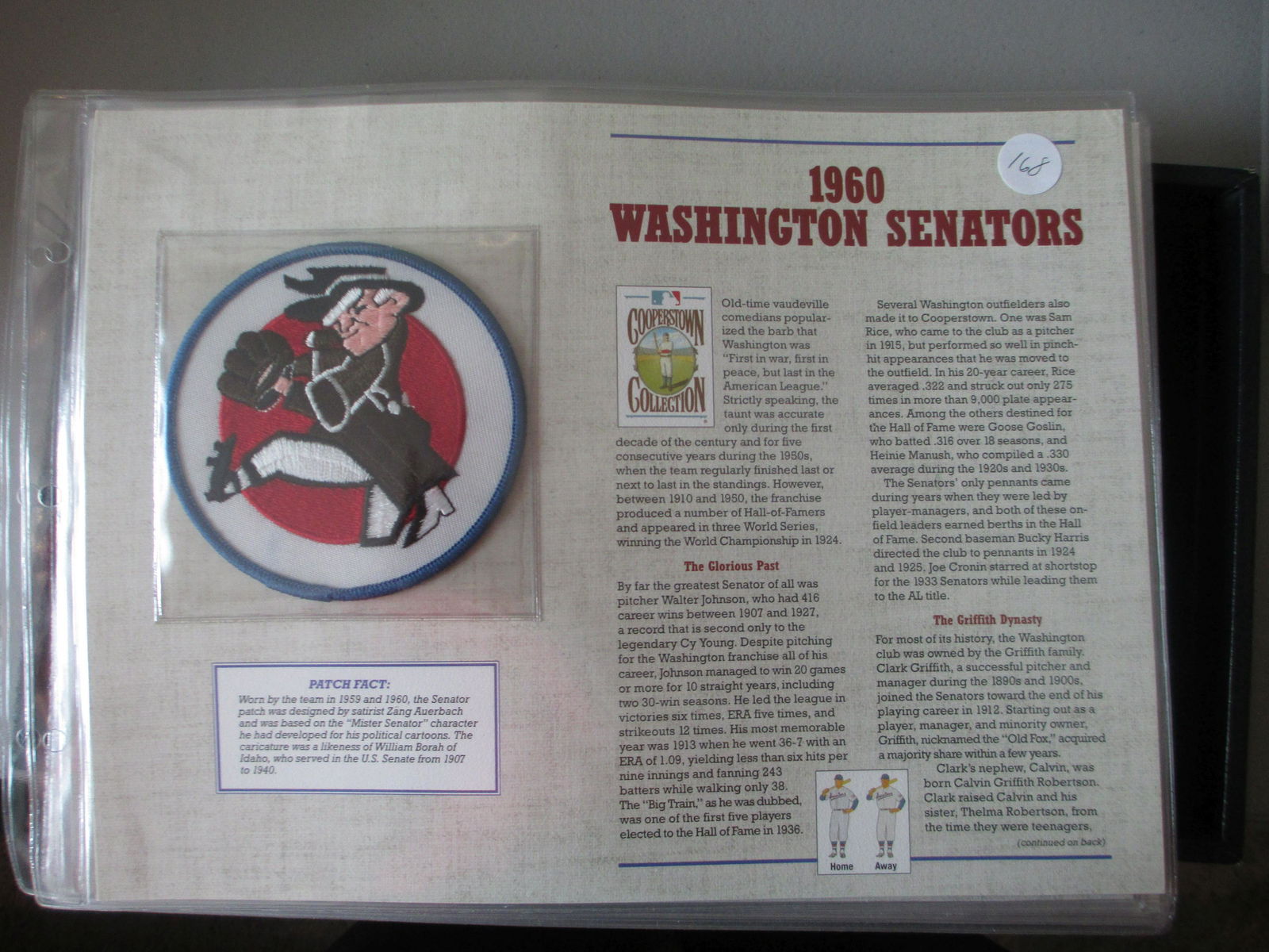 rare patch on card 1960 washington senators (1 of 1)