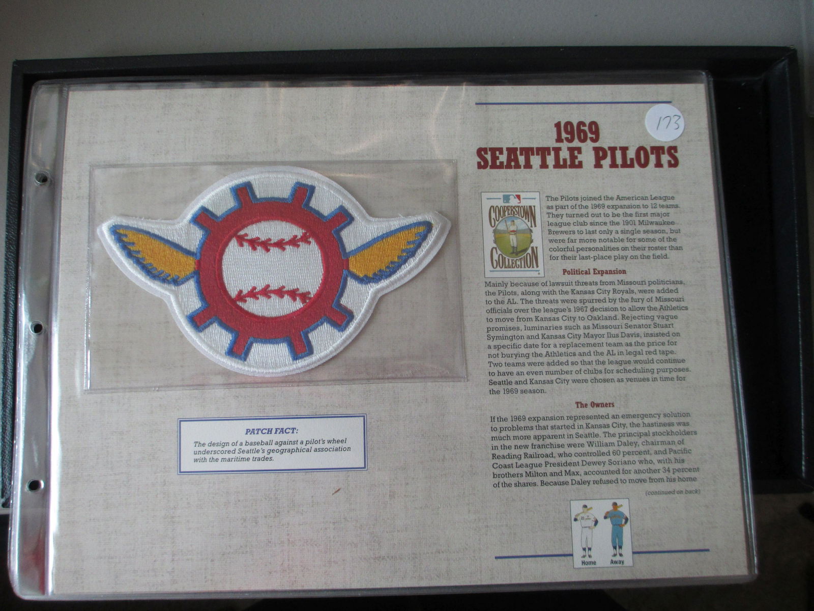rare patch on card 1969 seattle pilots (1 of 1)