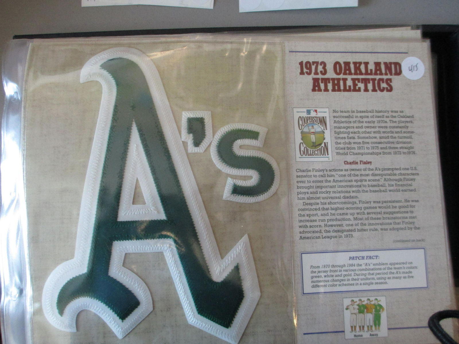 large vintage bb patch on card 1973 oakland athletics (1 of 1)
