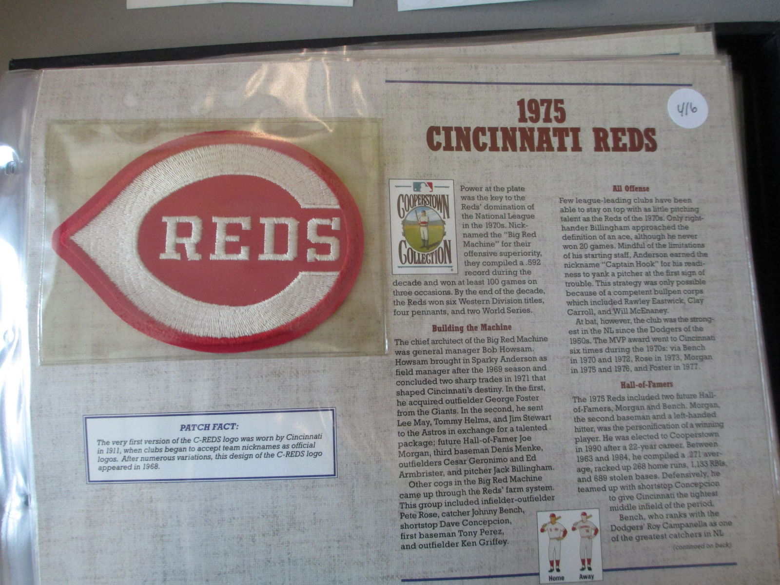 large vintage bb patch on card 1975 cincinnati reds (1 of 1)
