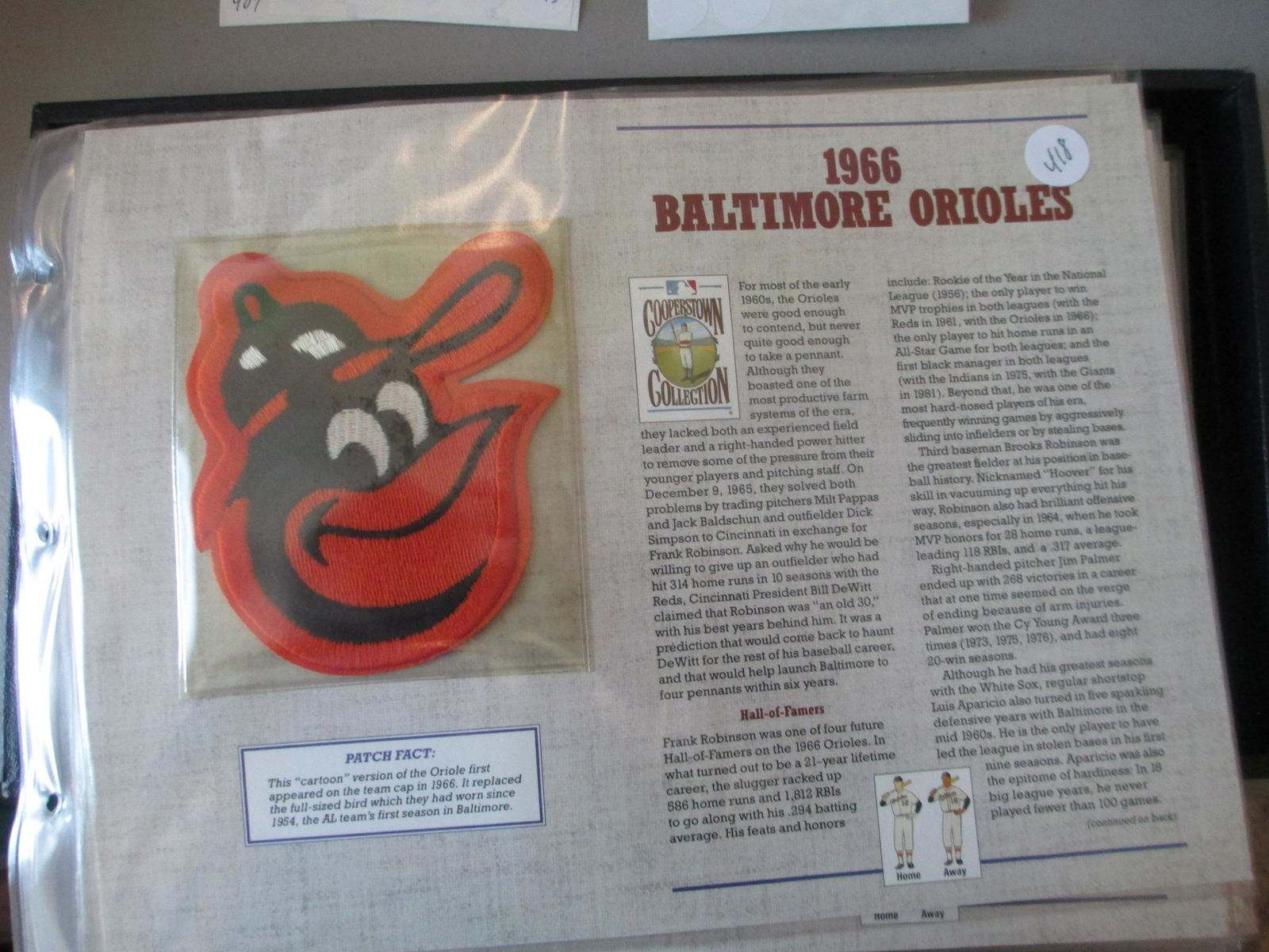 large vintage bb patch on card 1966 baltimore orioles (1 of 1)