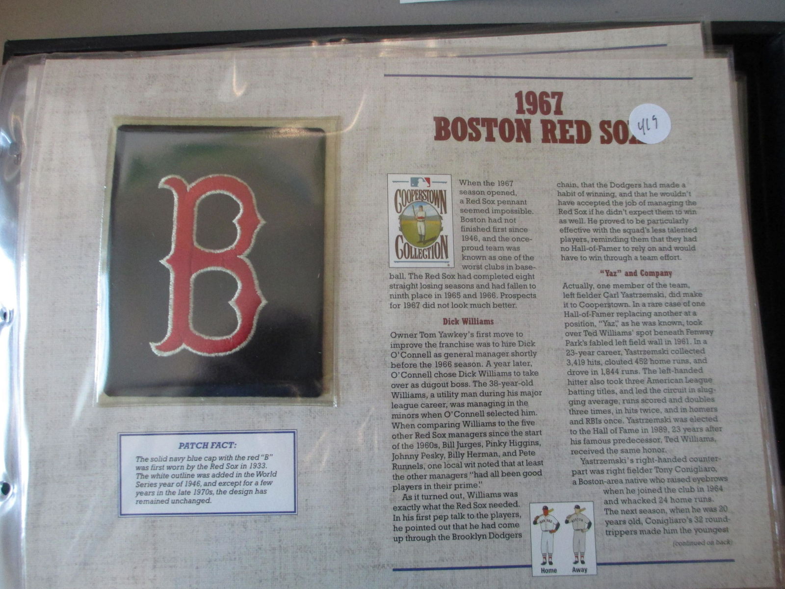 large vintage bb patch on card 1967 boston red sox (1 of 1)