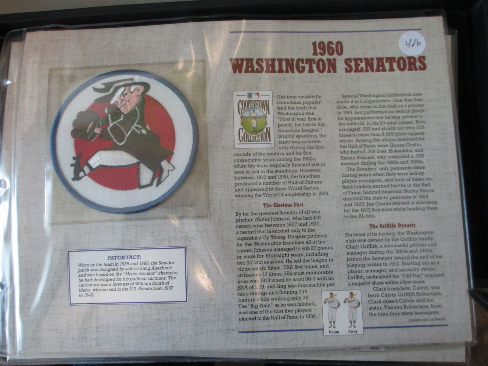 large vintage bb patch on card 1960 washington senators (1 of 1)