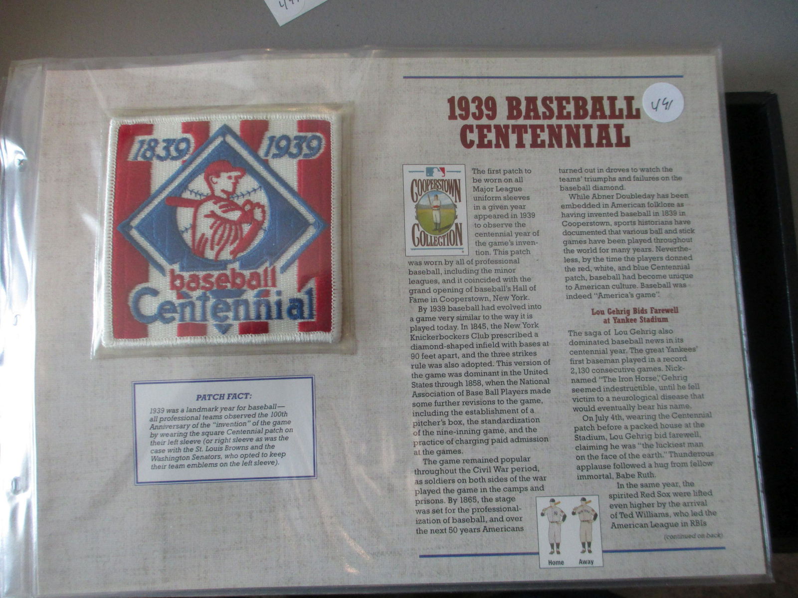 vintage patch 1939 baseball centennial (1 of 1)