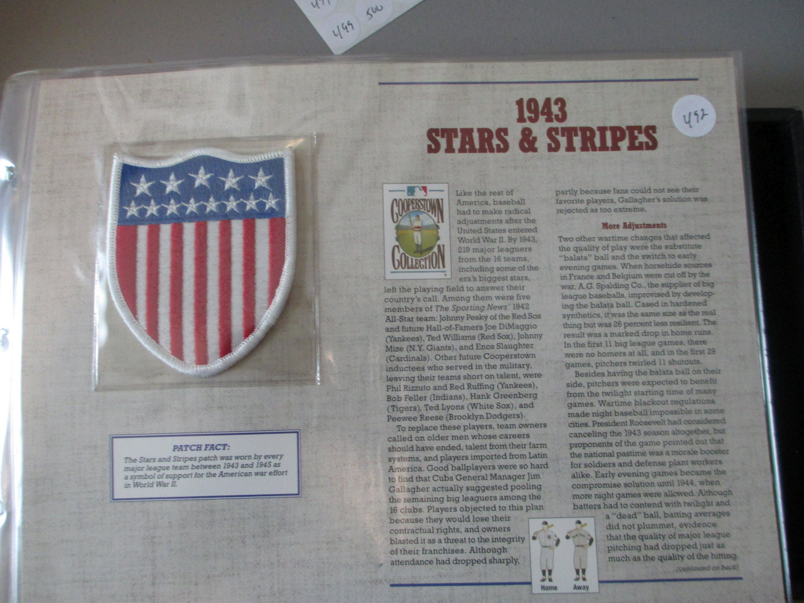 vintage patch 1943 stars and stripes: on nice large card