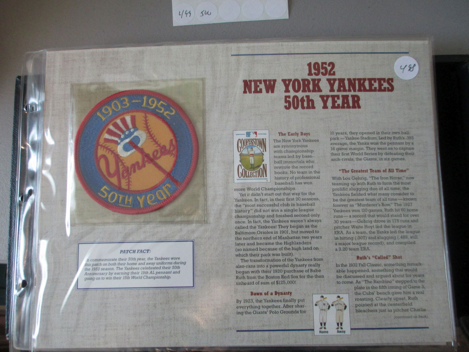 vintage patch 1952 new york yankees 50th year (1 of 1)