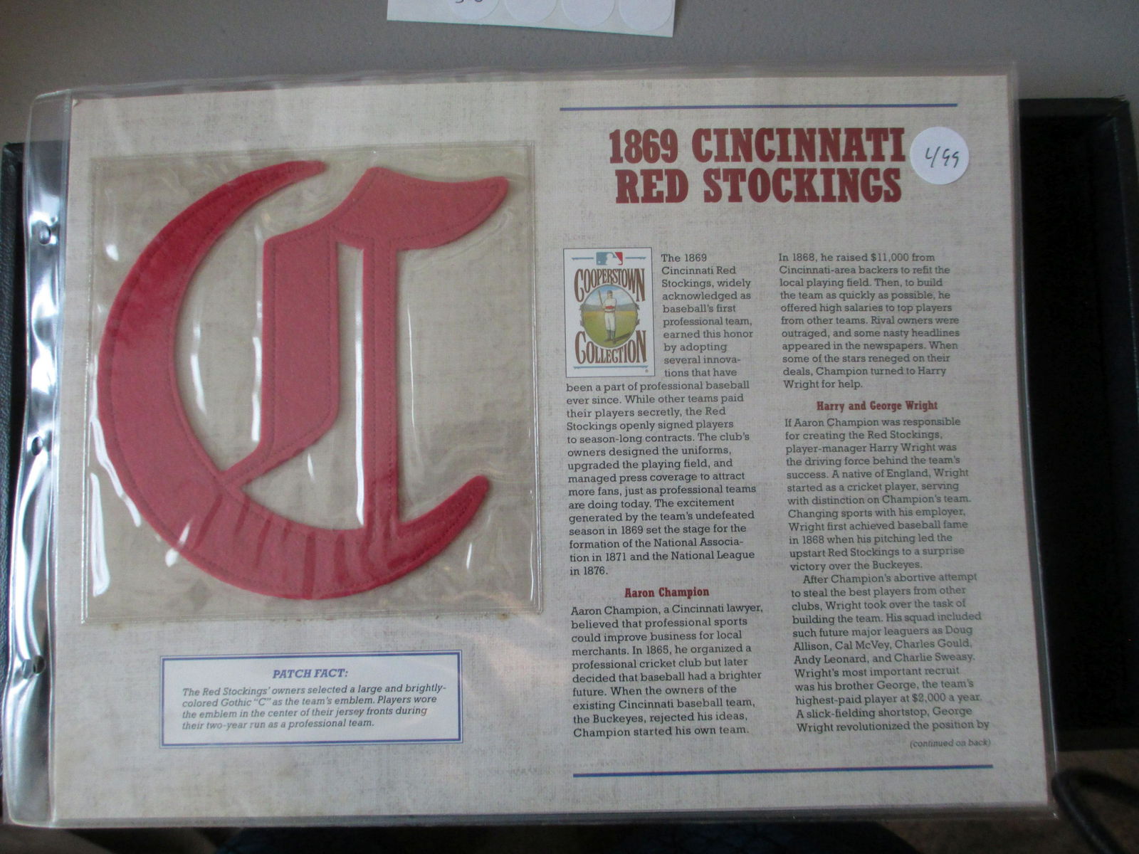 vintage patch 1869 cincinnati red stockings (1 of 1)
