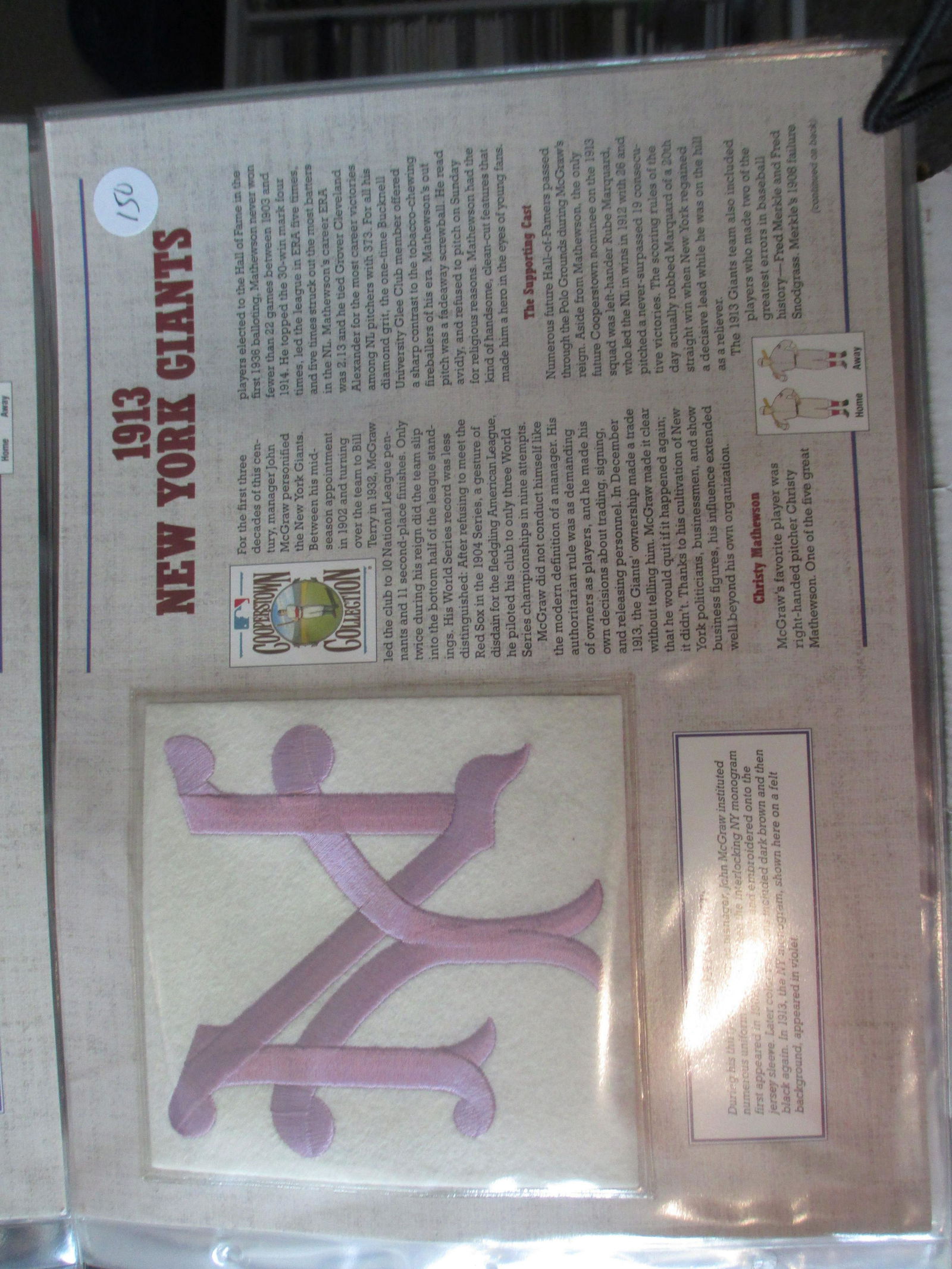 large vintage patch on card 1913 new york giants (1 of 1)