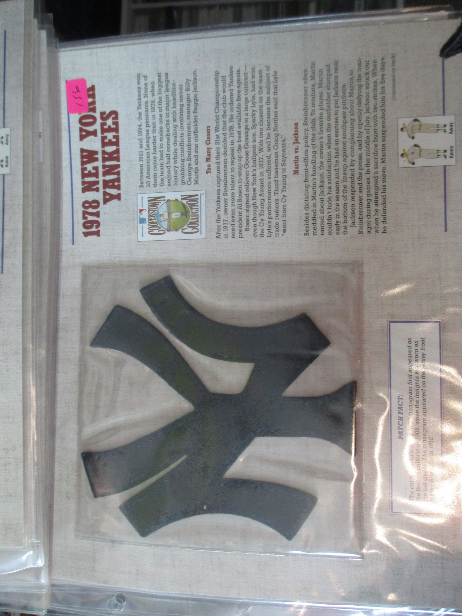 large vintage patch on card 1978 new york yankees (1 of 1)