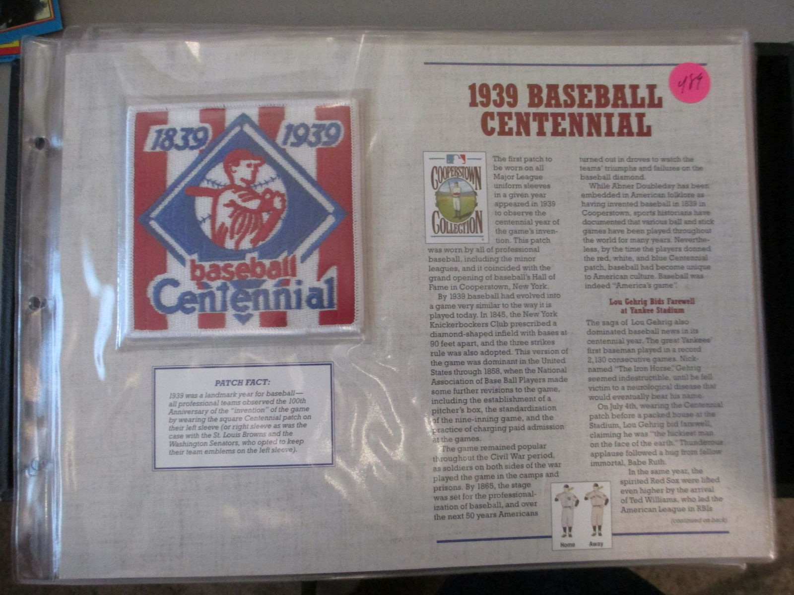 vintage baseball patch 1939 baseball centennnial (1 of 1)