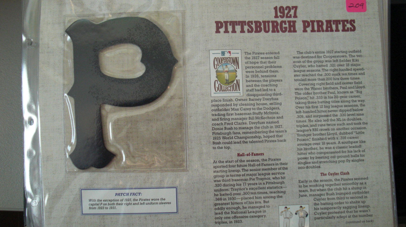 vintage baseball patch 1927 pittsburgh pirates (1 of 1)