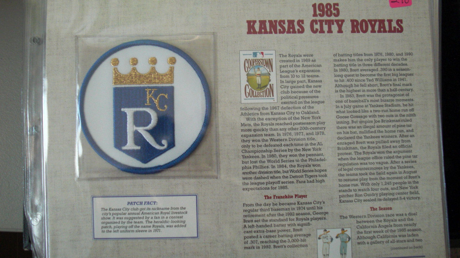 vintage baseball patch 1985 kansas city royals (1 of 1)