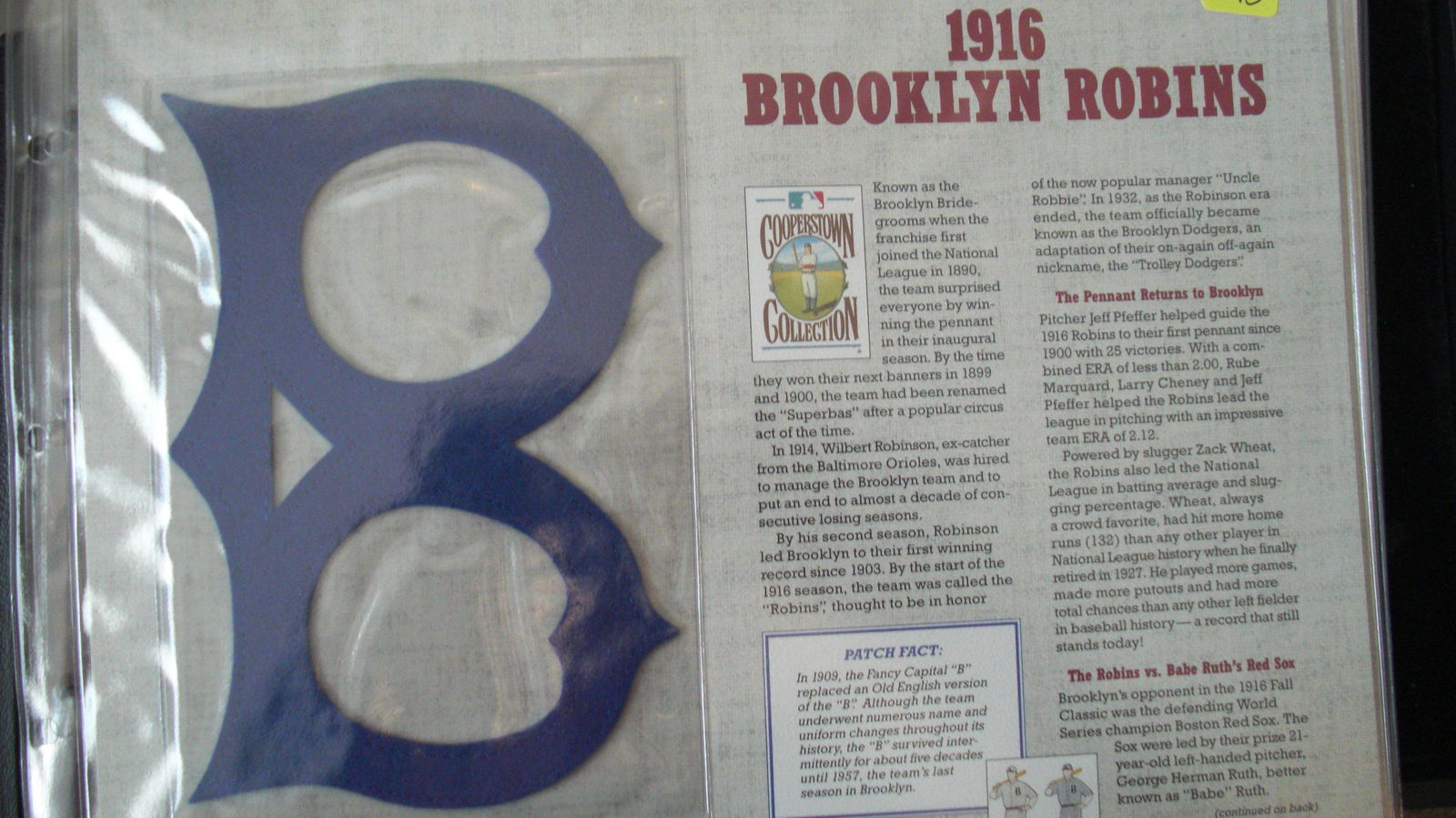 vintage baseball patch 1916 brooklyn robins (1 of 1)