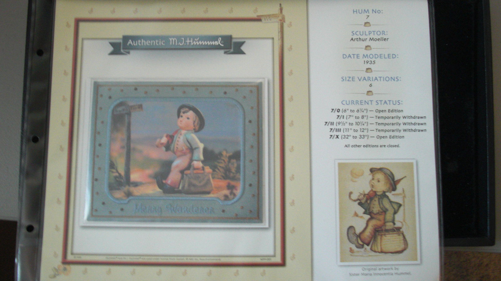 authentic m.j. hummel patch: on informational page