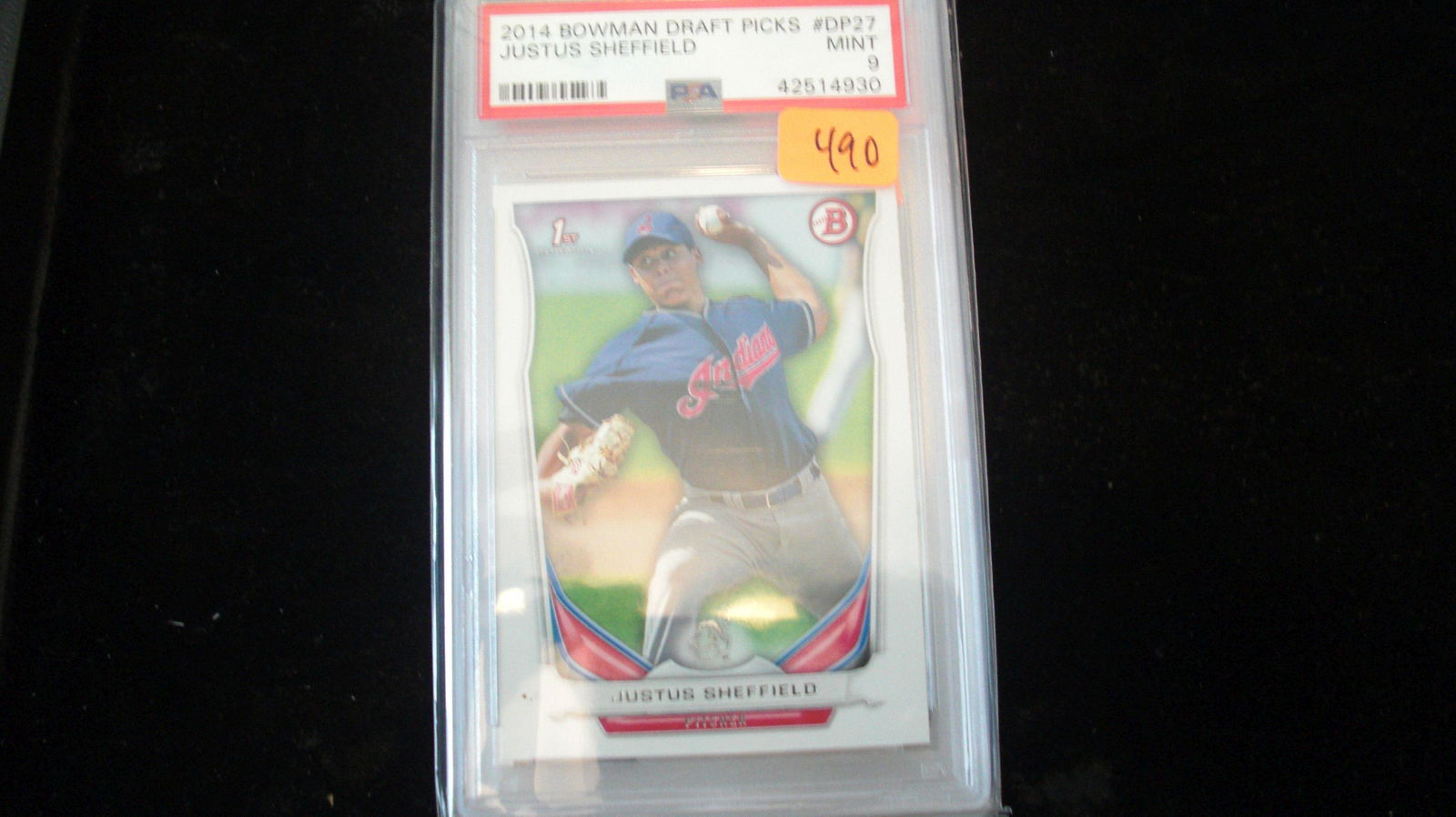 psa graded 2014 bowman justus sheffield mint 9 (1 of 1)