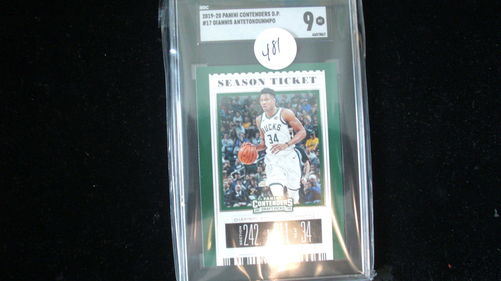 sgc graded giannis antetokounmpo mint 9 season ticket: nice graded card