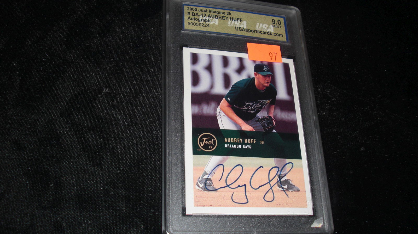 usa graded aubrey huff autograpgh mint 9.0 (1 of 1)