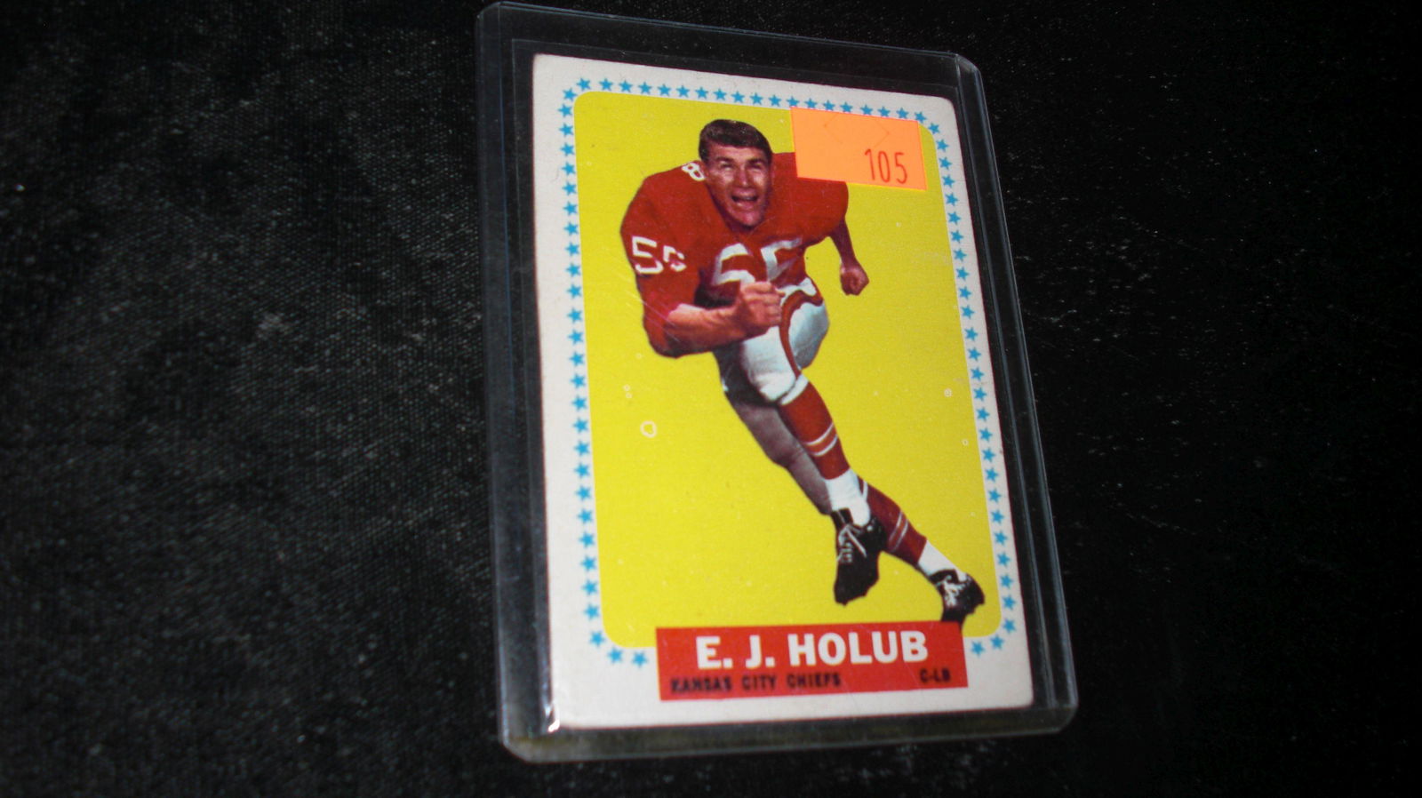 vintage e.j holub kansas city chiefs: in top loader