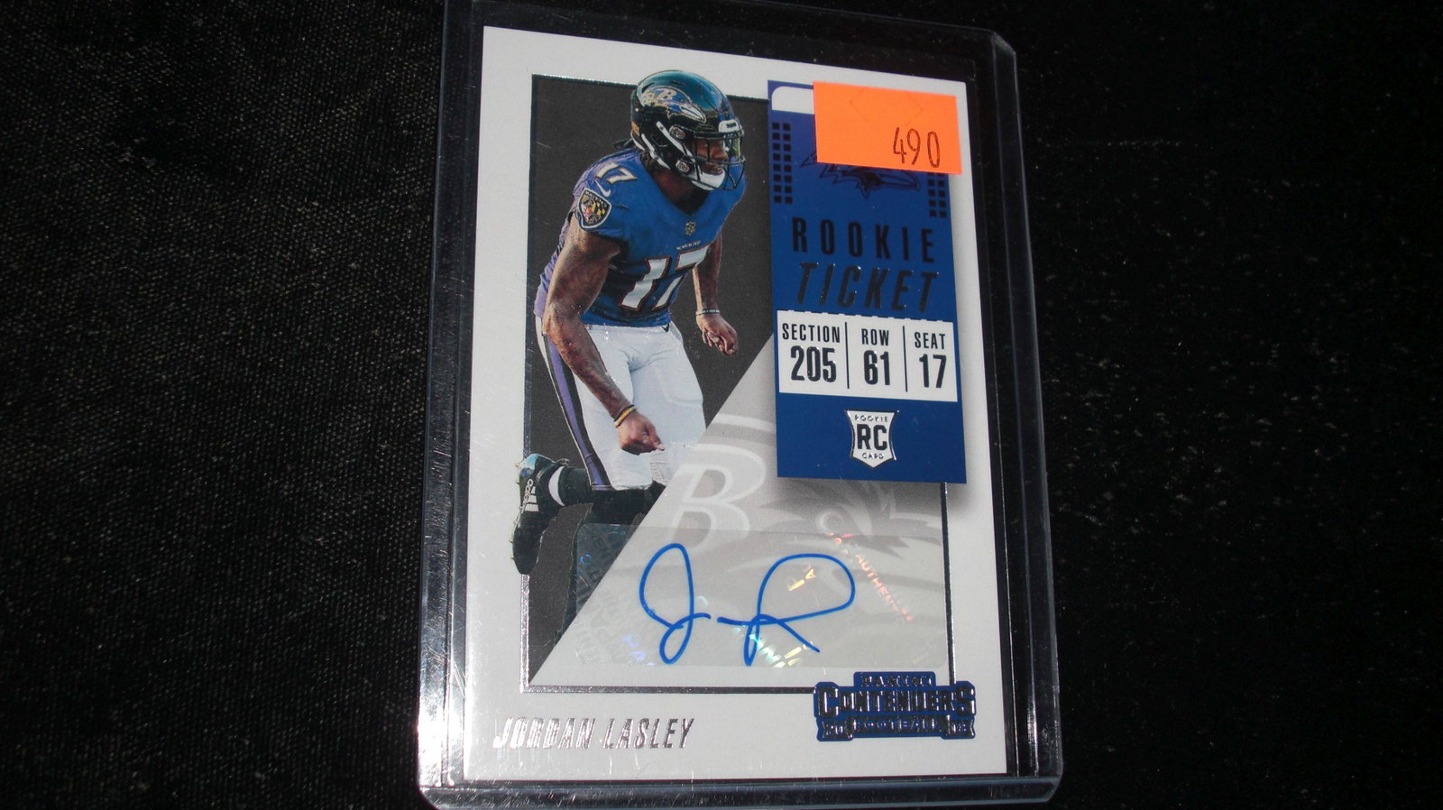 jordan lasely signature ticket card: in top loader