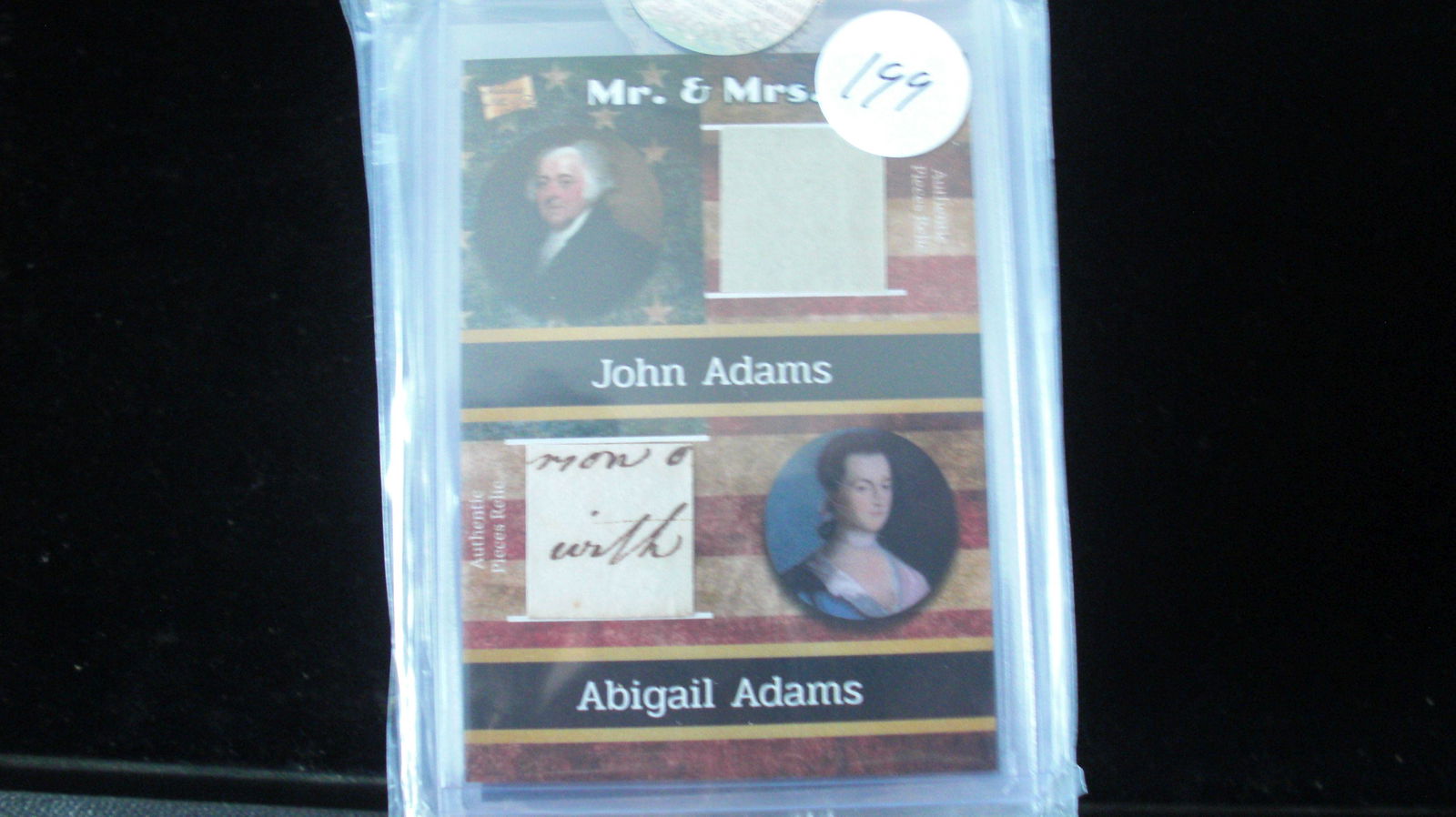 john adams 1/1 and abigail adams relic pieces (1 of 1)