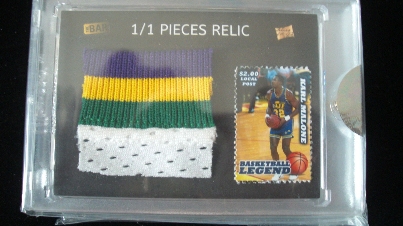 the bar 1/1 karl malone stamp and jersey relic (1 of 1)