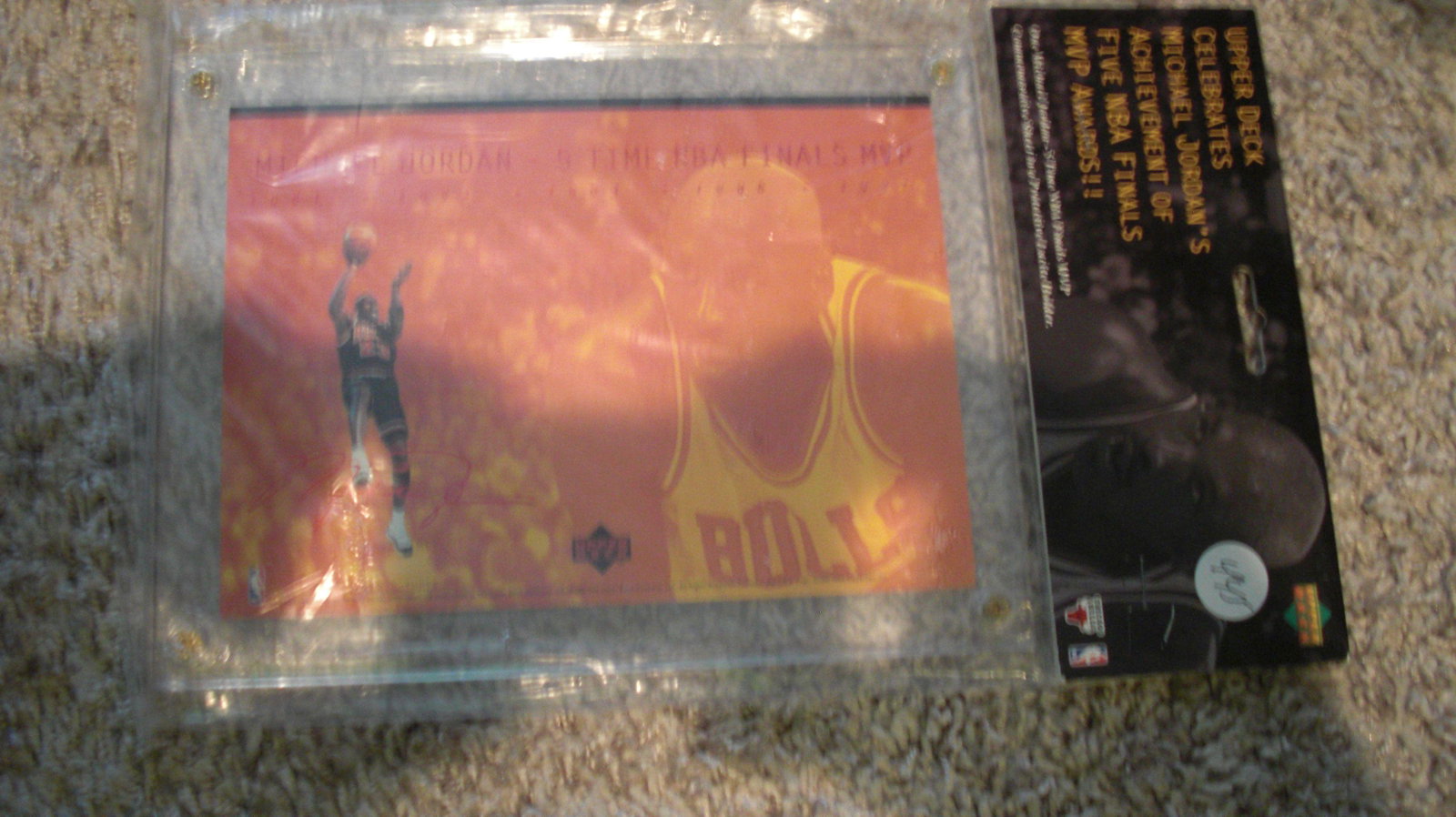 large michael jordan achievements card in hard plastic: hard plastic case