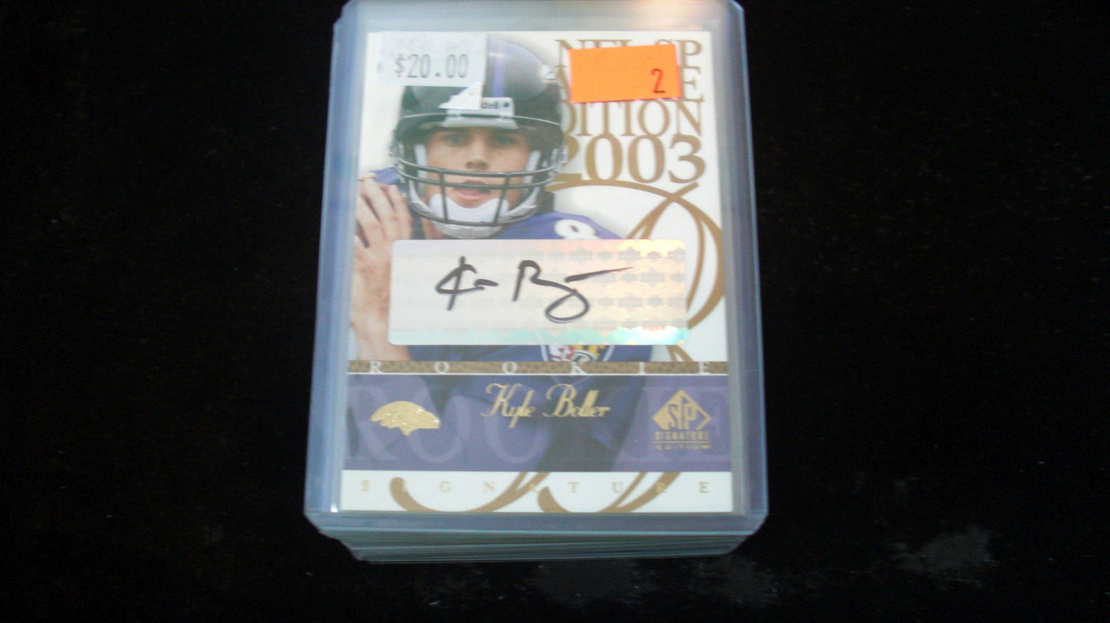 kyle boller signature card: in top loader