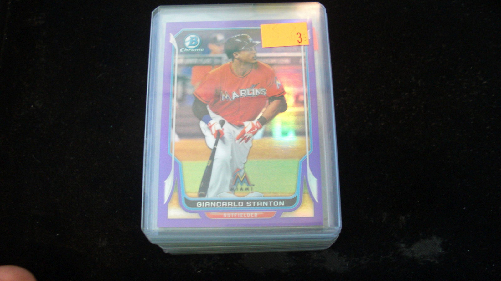 giancarlo stanton #020/150 purple bowman: in top loader