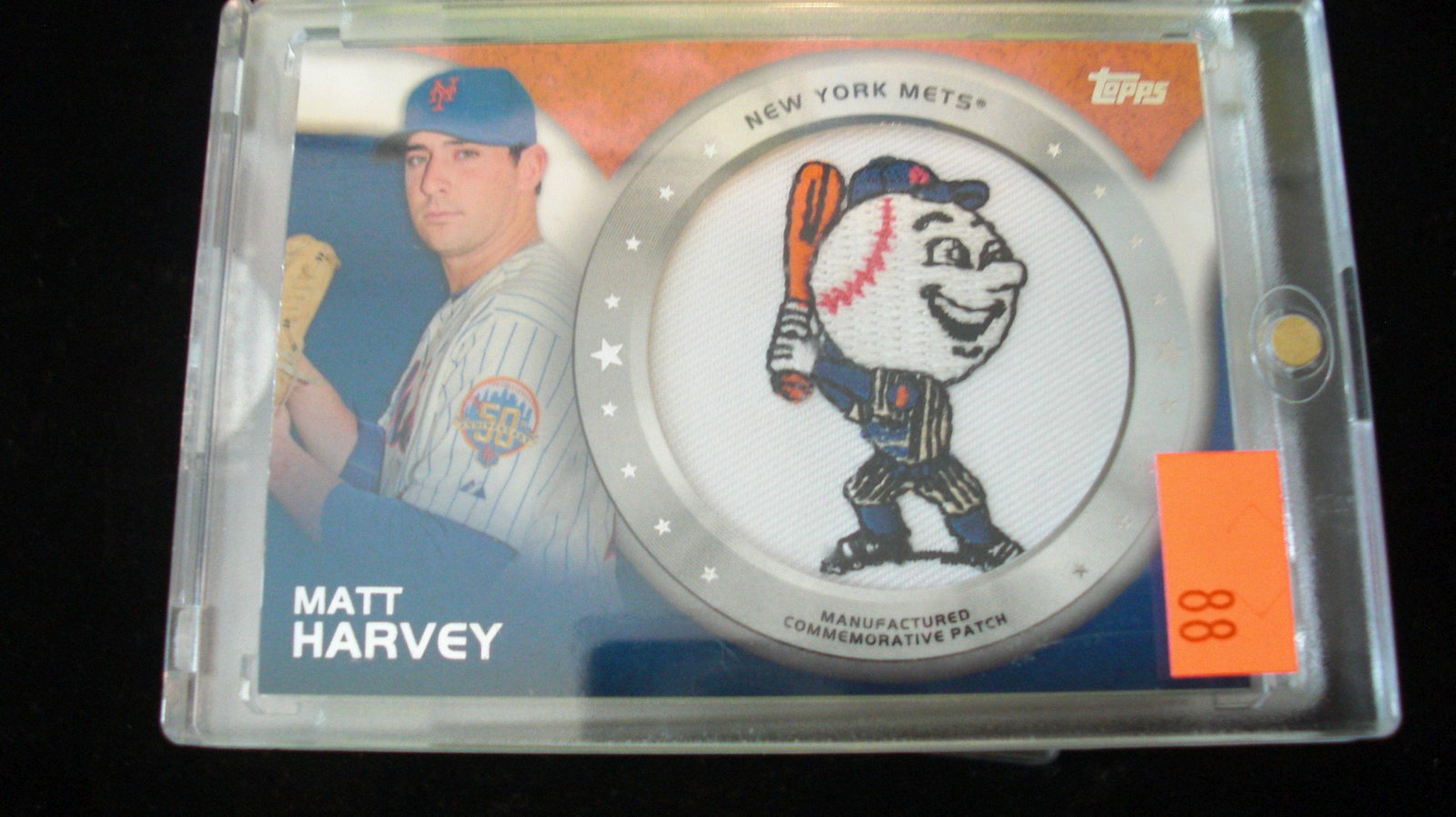 matt harvey patch card ny mets: in hard plastic case