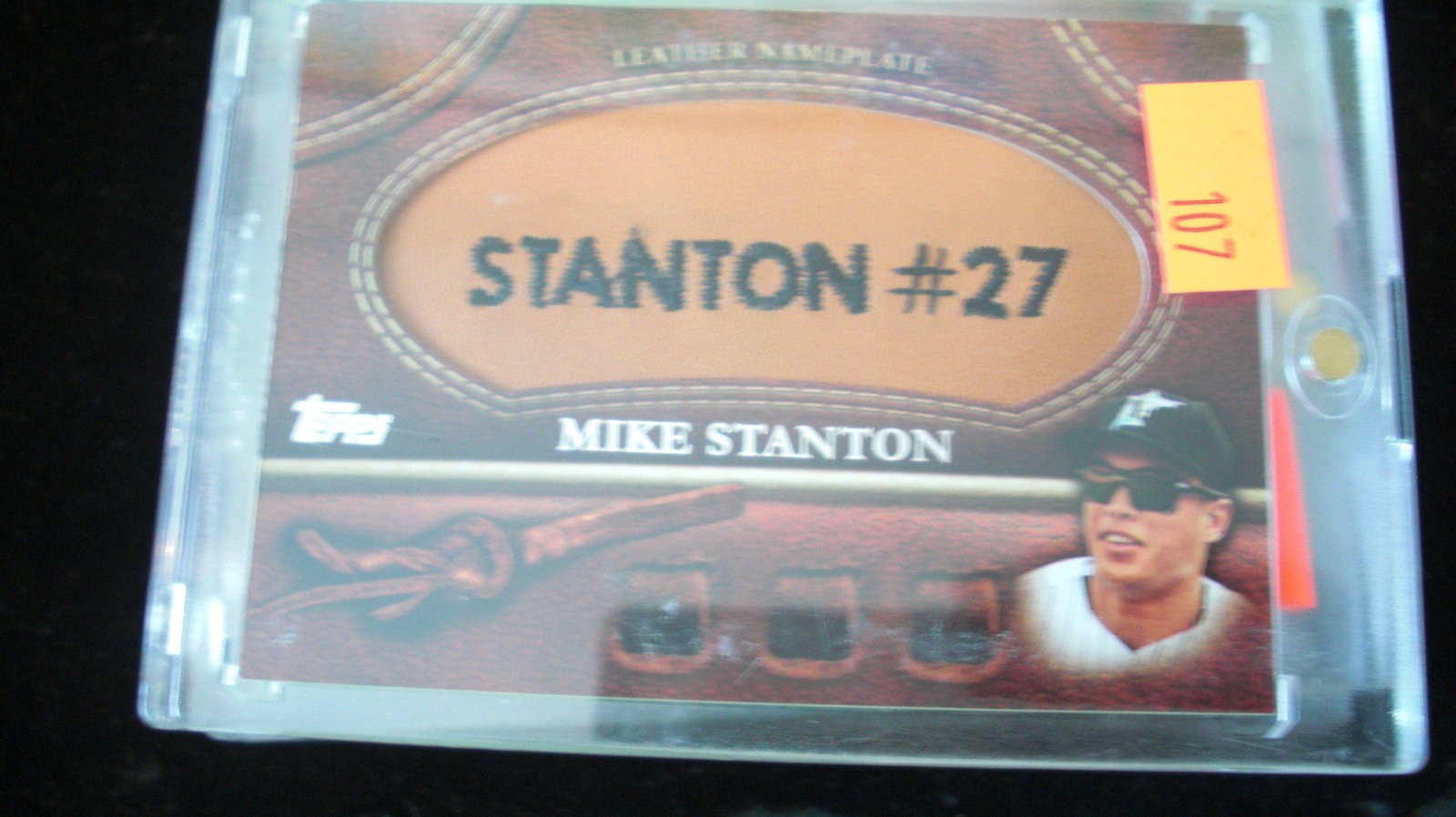 mike stanton leather patch card: in hard plastic case