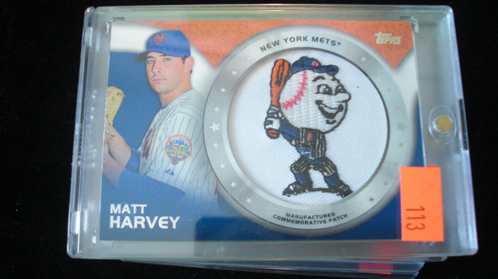 matt harvey patch card ny mets: in hard plastic case