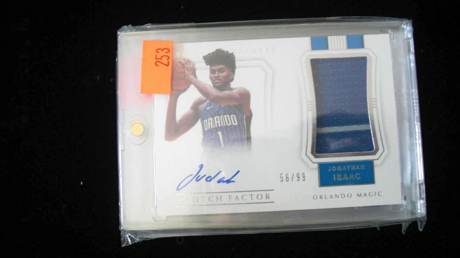 national treasures jonathan isaac signature/jersey: in hard plastic case