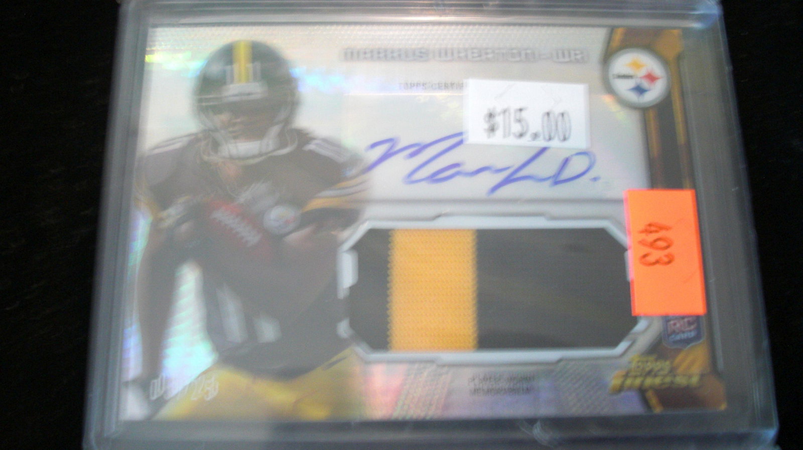 markus wheaton signature/jersey rookie #05/25: in top loader