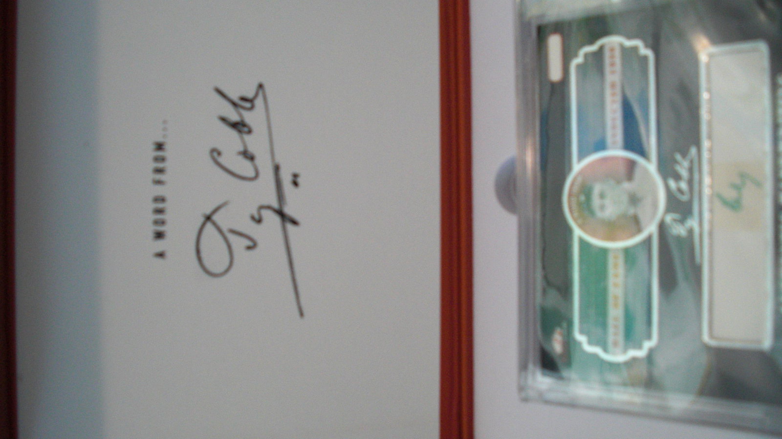 ty cobb limited edition authentic handwriting card: in hard plastic case and blue box