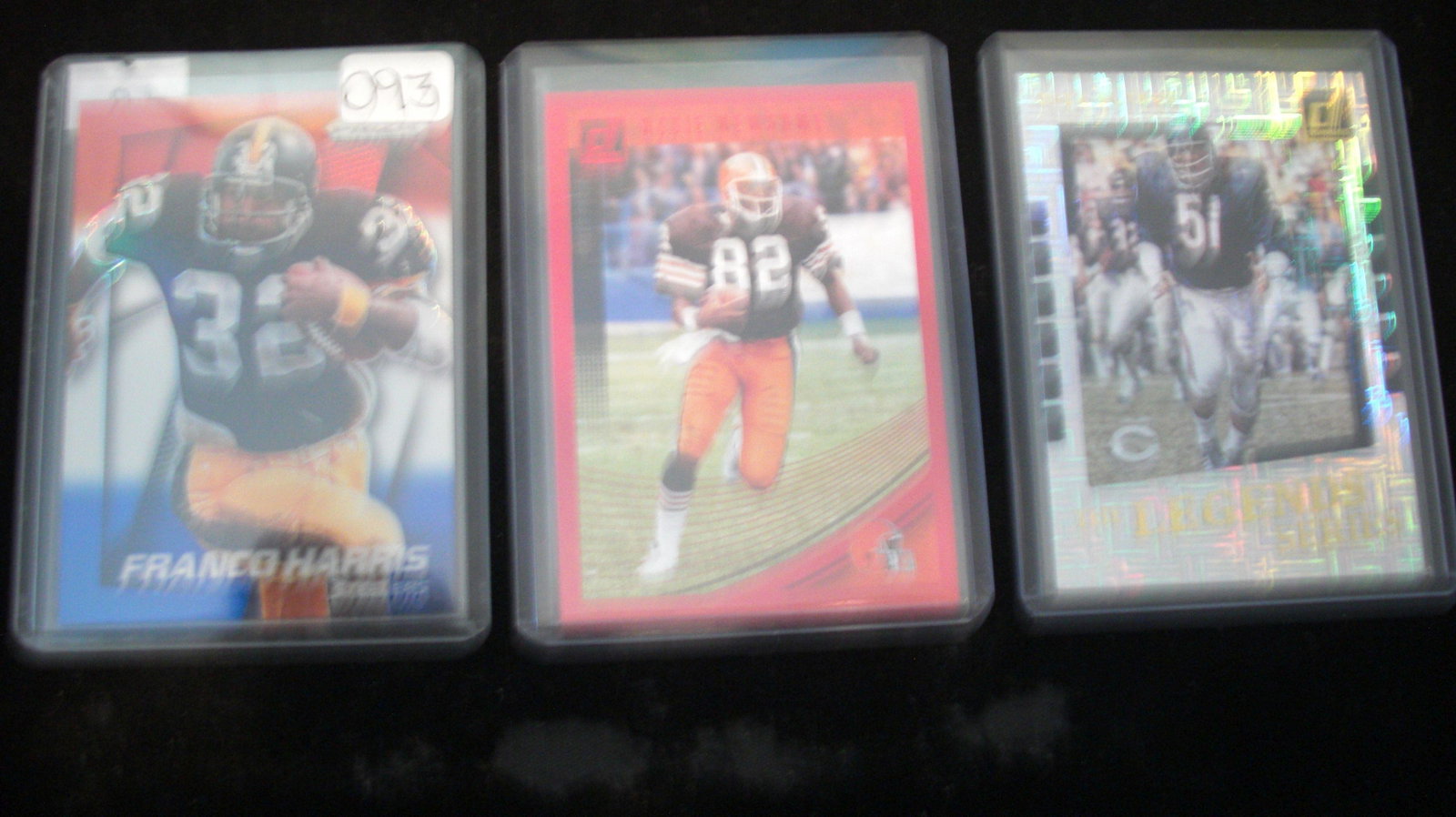 Franco, Ozzie, Dick B: Franco Harris Red White Blue Prizm, Ozzie Newsome Press Proof, and Dick Butkus Legen