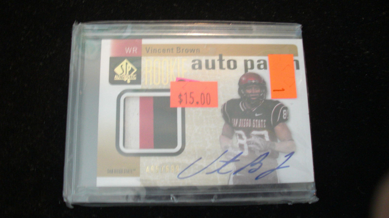 vincent brown auto/patch card #465/699 rookie (1 of 1)