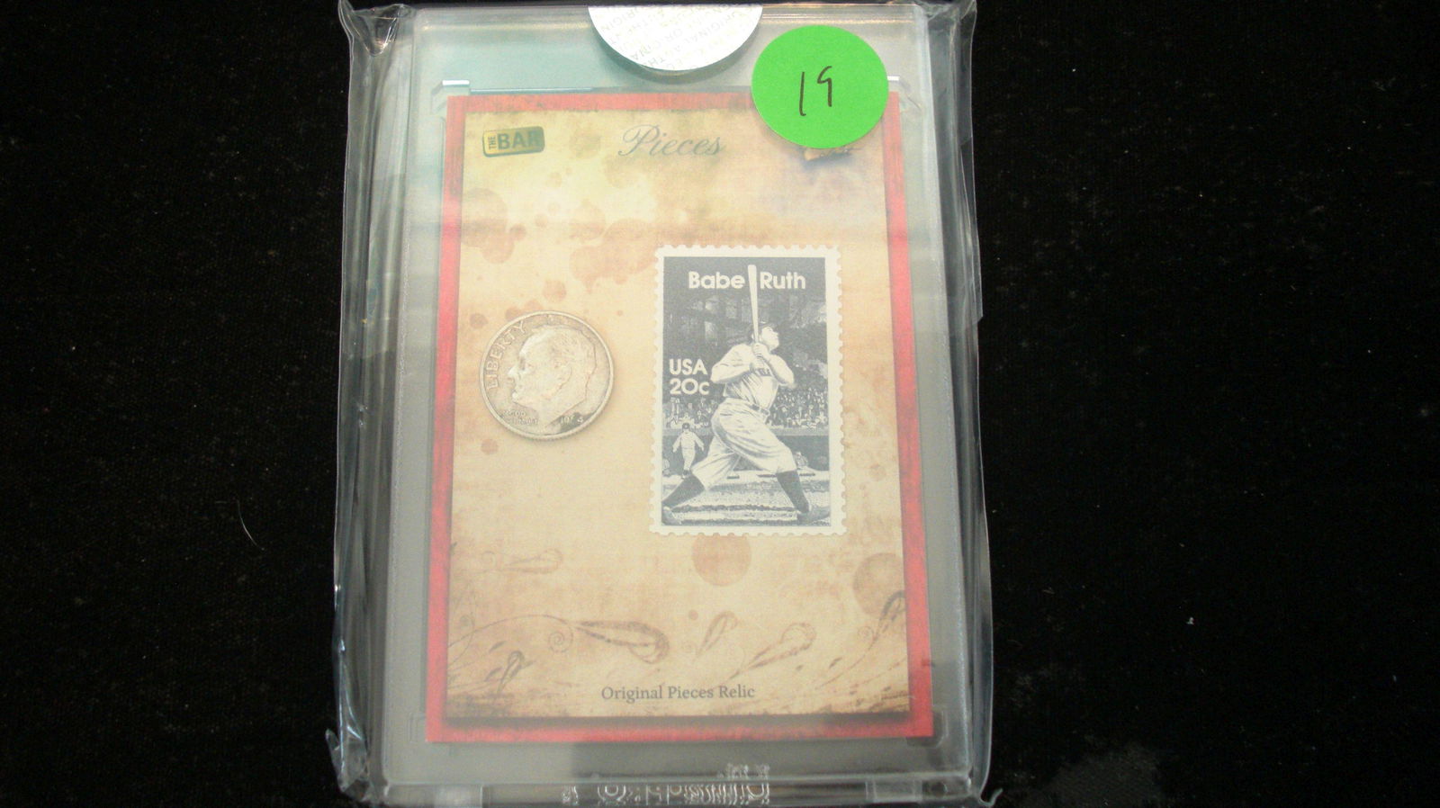 the bar 1/1 babe ruth stamp and 1964 dime (1 of 1)