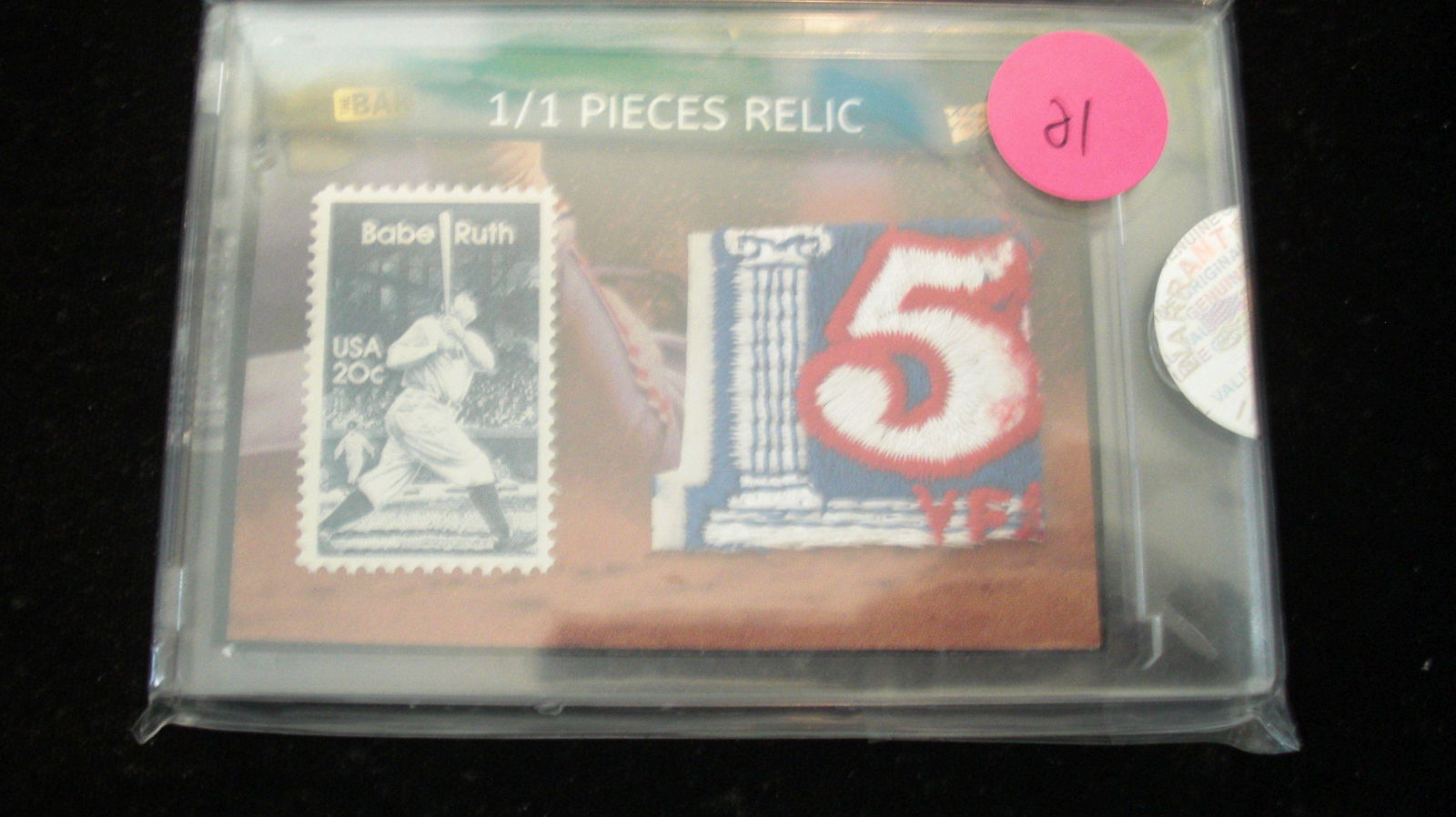 the bar 1/1 babe ruth stamp and patch relic (1 of 1)