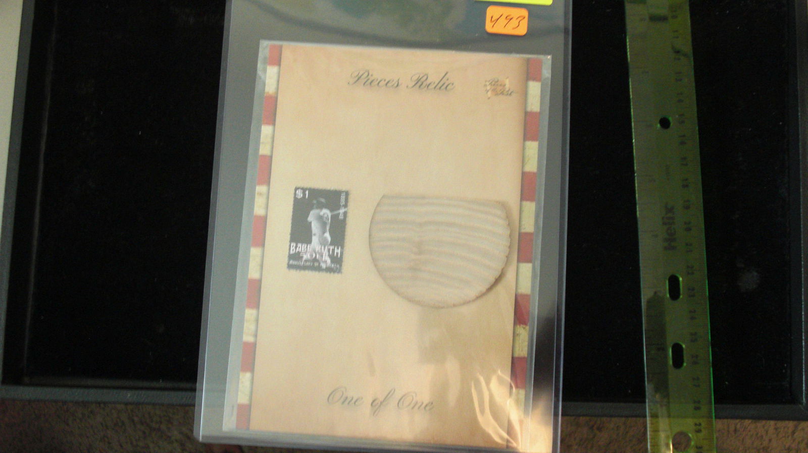 the bar 1/1 jumbo relic babe ruth stamp and bat relic (1 of 1)
