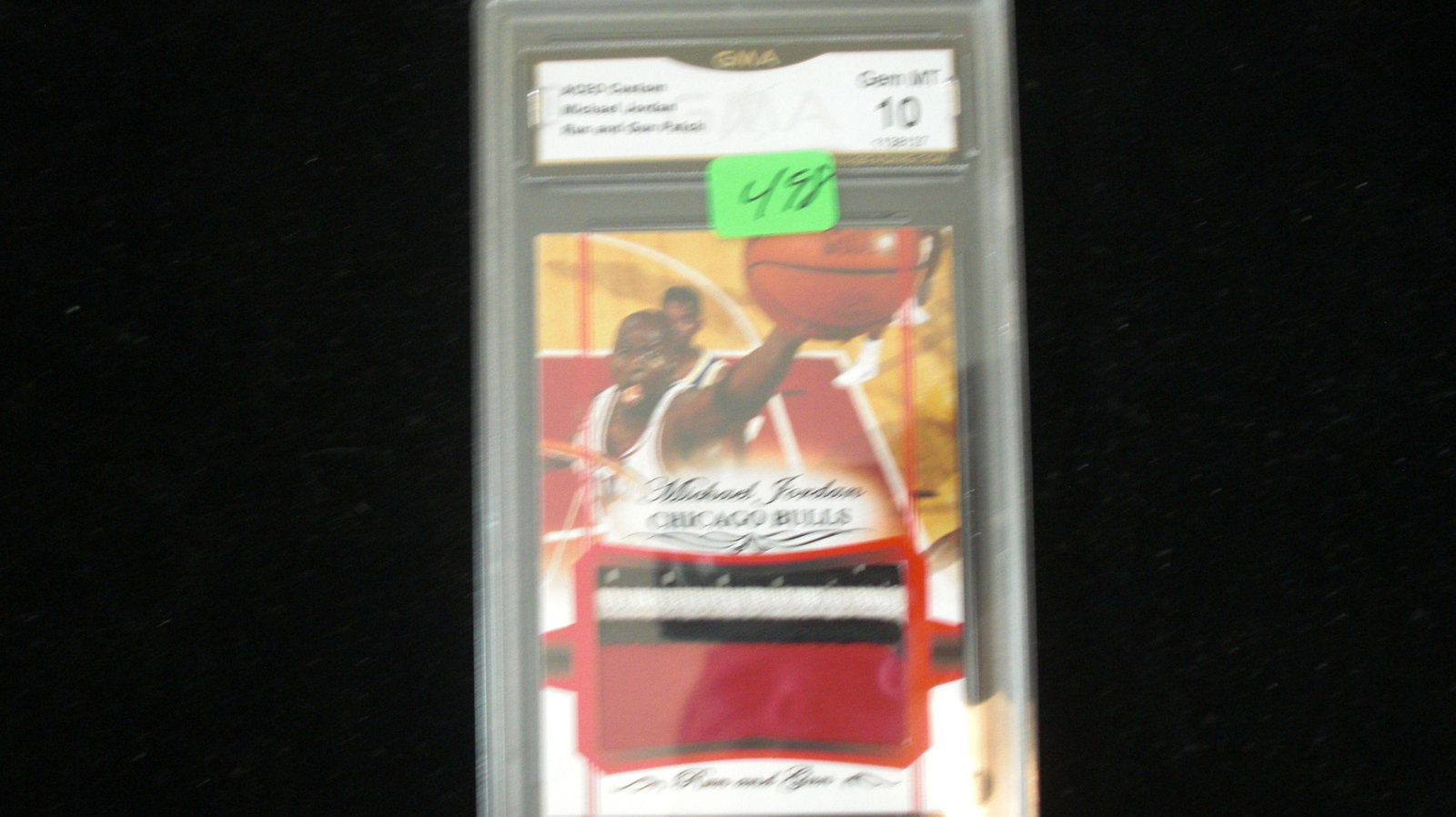 gma graded michael jordan jersey patch mint 10: run and gun