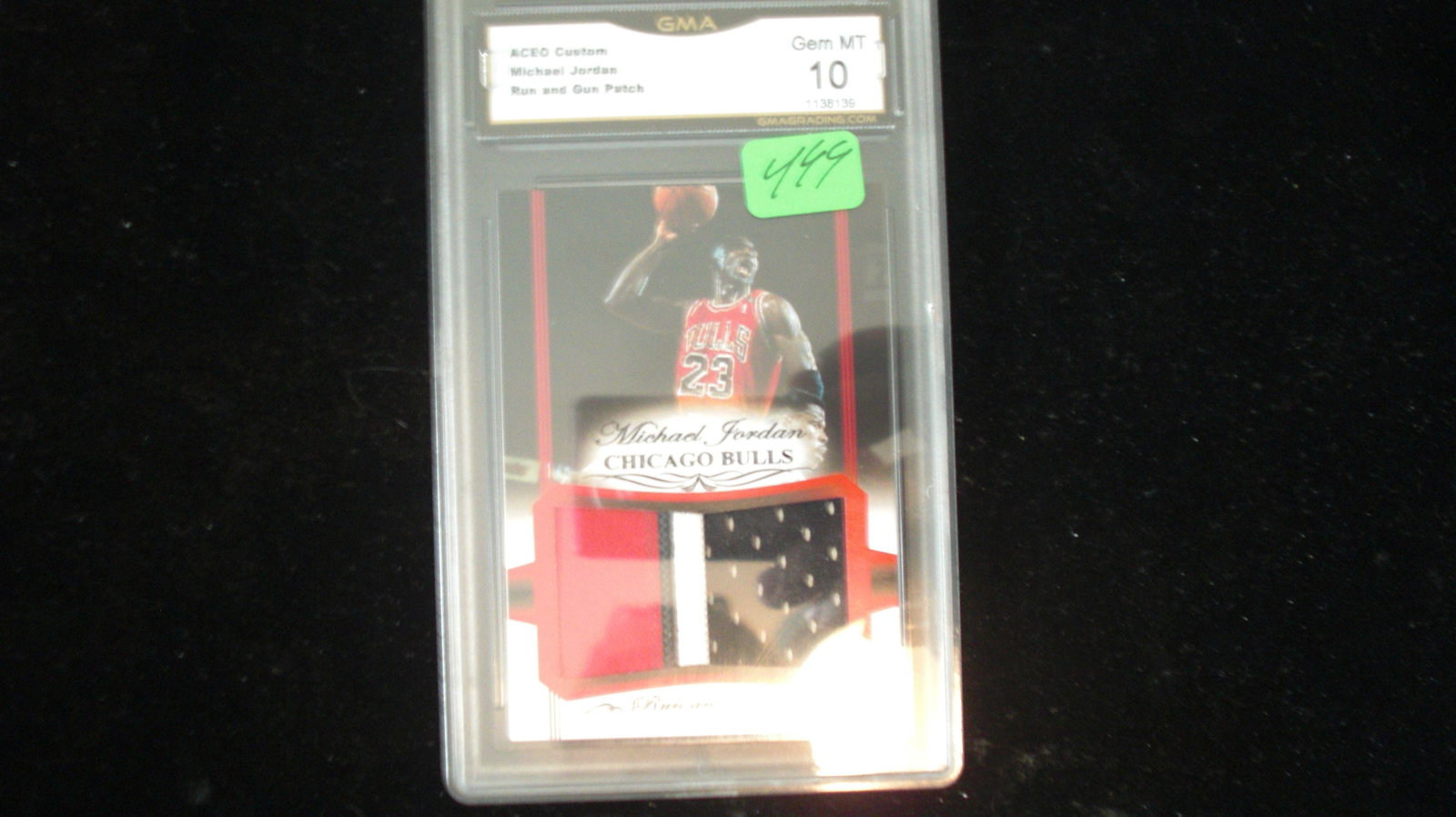 gma graded michael jordan jersey patch mint 10: run and gun