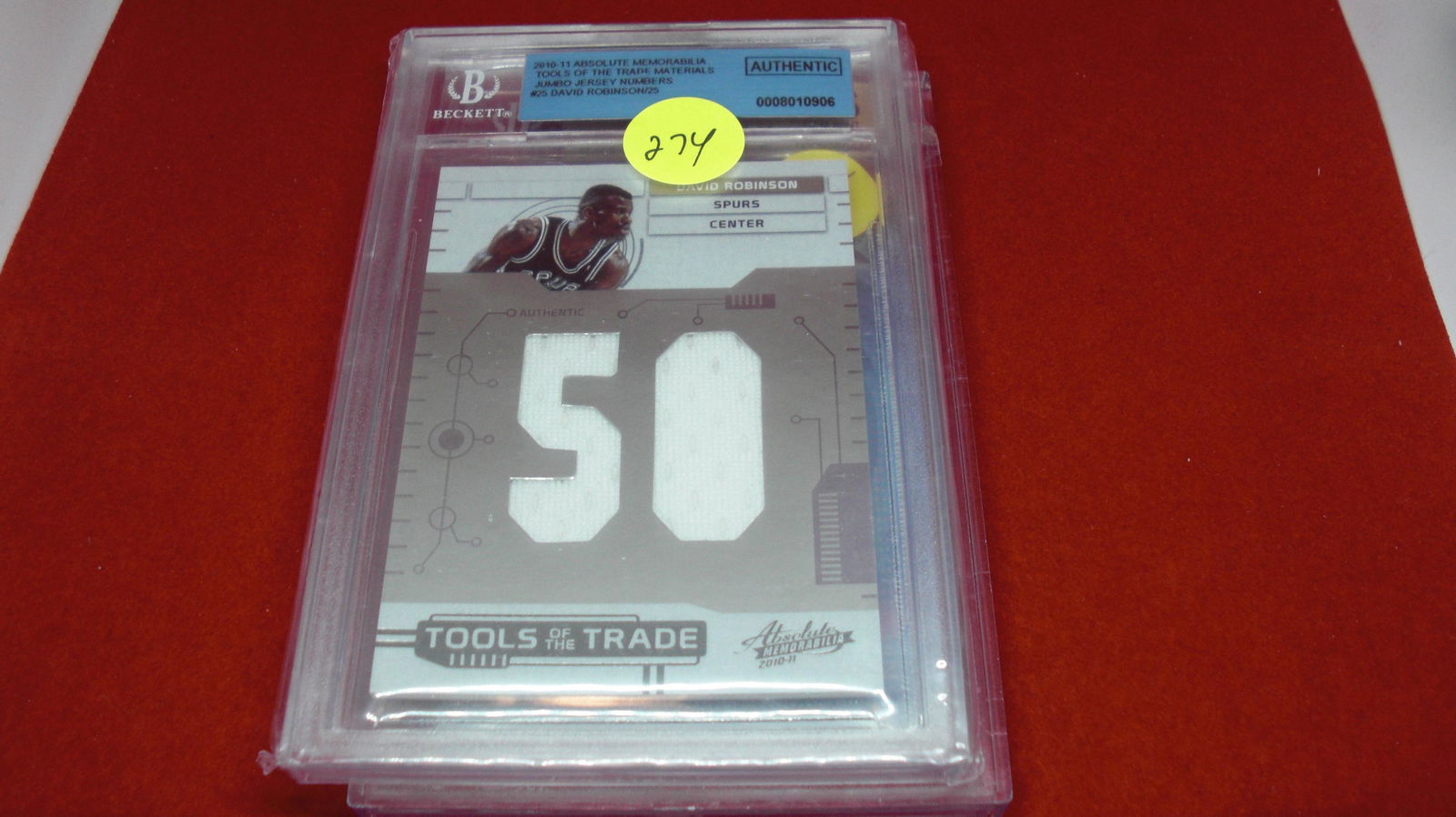 beckett graded david robinson jumbo number jersey relic (1 of 1)