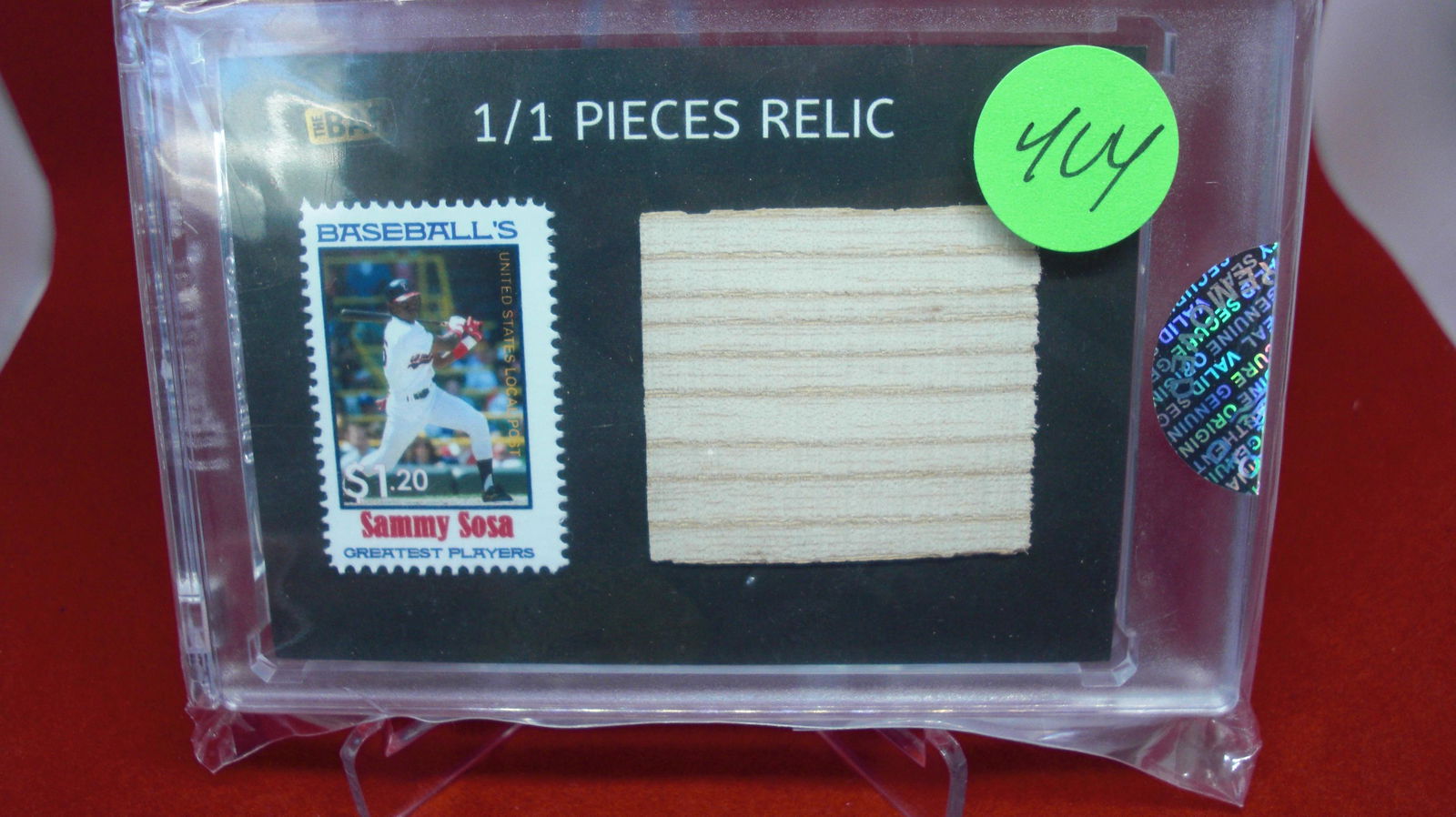 the bar 1/1 stamp and bat relic sammy sosa (1 of 1)