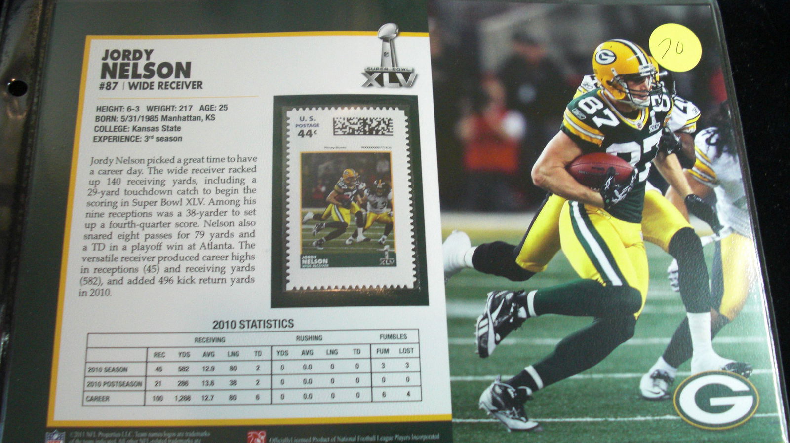 jordy nelson stamp on informational page (1 of 1)