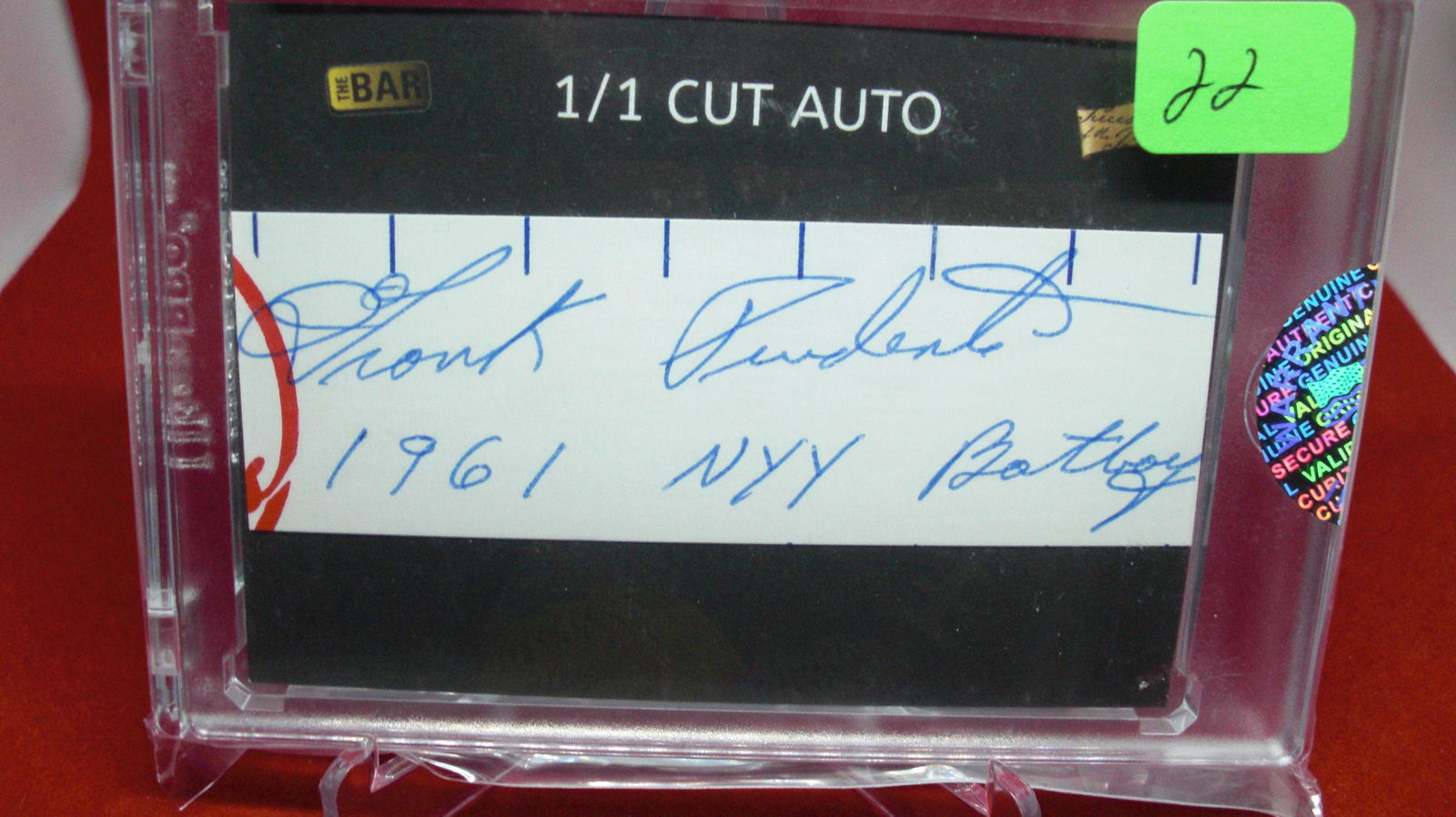 the bar 1/1 frank prudent autograph 1961 yanks (1 of 1)